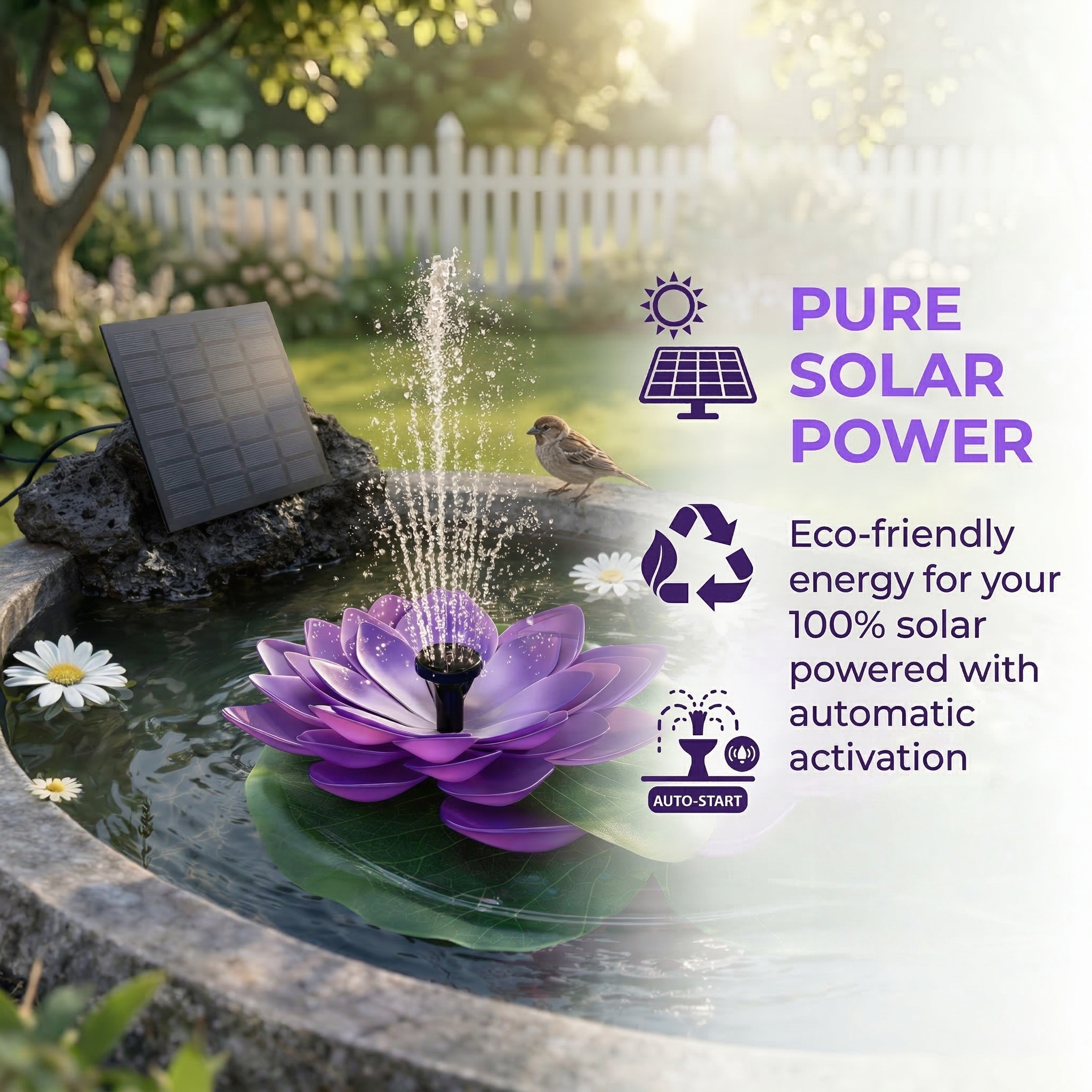 Solar Lotus Bird Bath Fountain