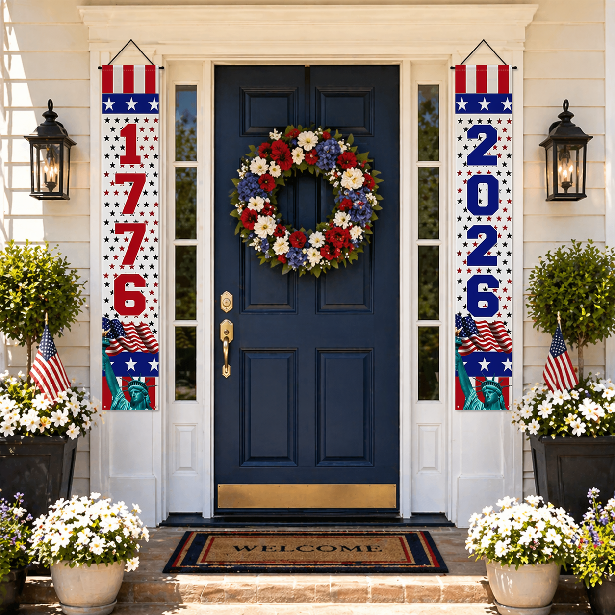 Patriotic Vertical Door Banners Set – 1776 & 2026 Decor