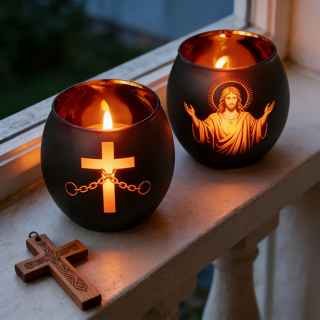 Faith & Light Christian Cross Candle Holder