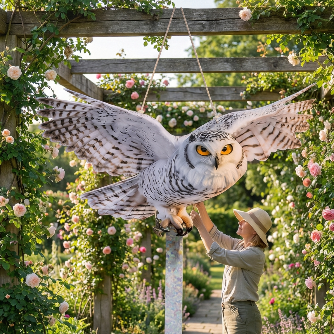 Realistic Flying Owl Garden Ornament – Outdoor Decorative Bird Scare, Hanging Wildlife Decoy
