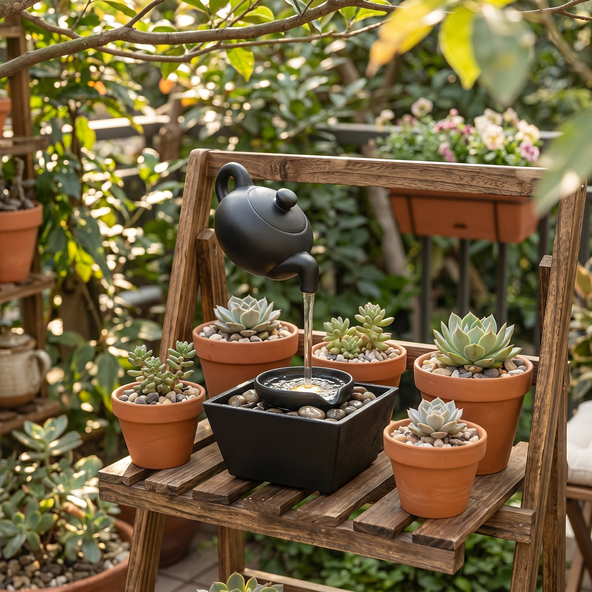Floating Teapot Resin Tabletop Water Fountain