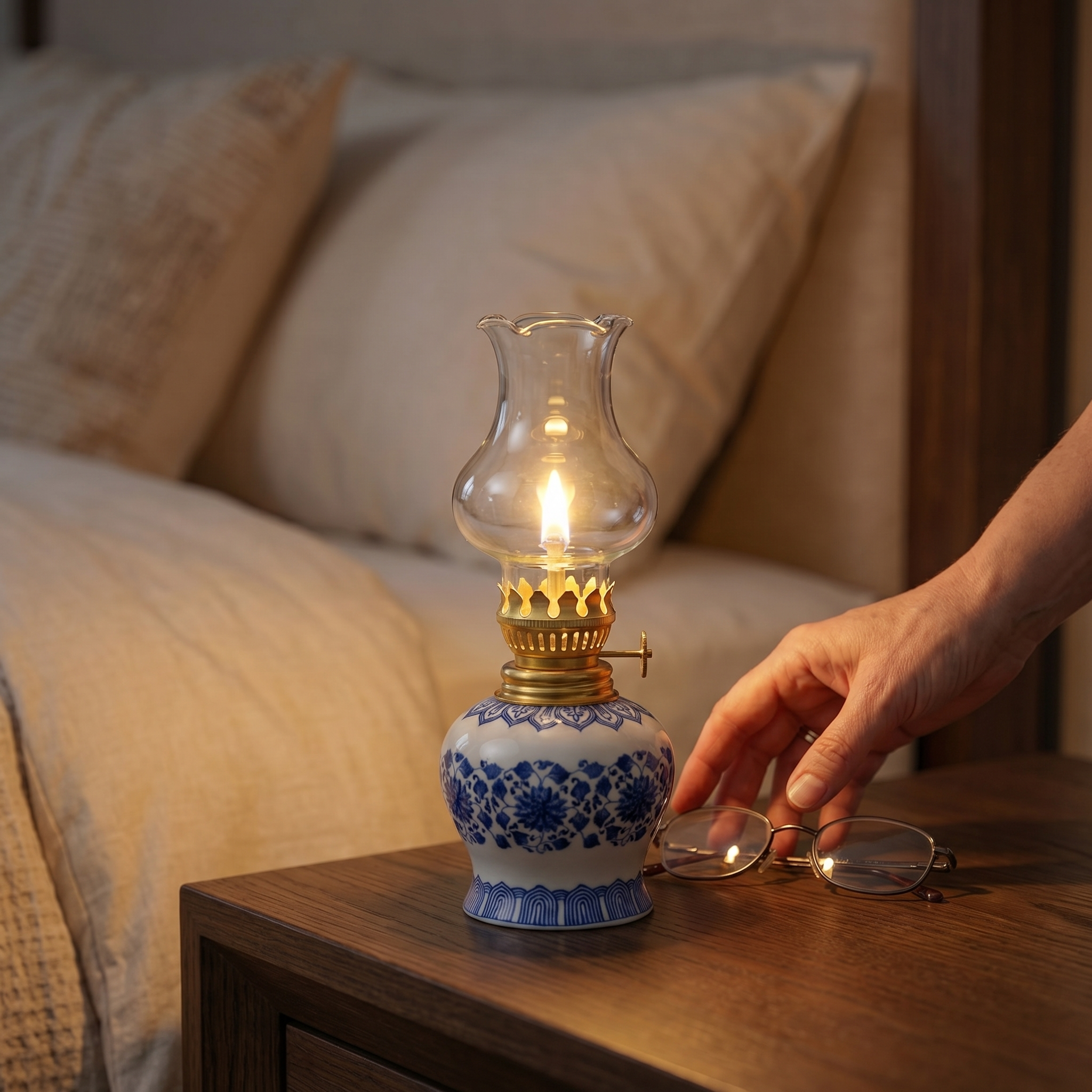 Vintage Ceramic Oil Lamp Ambient Night Light