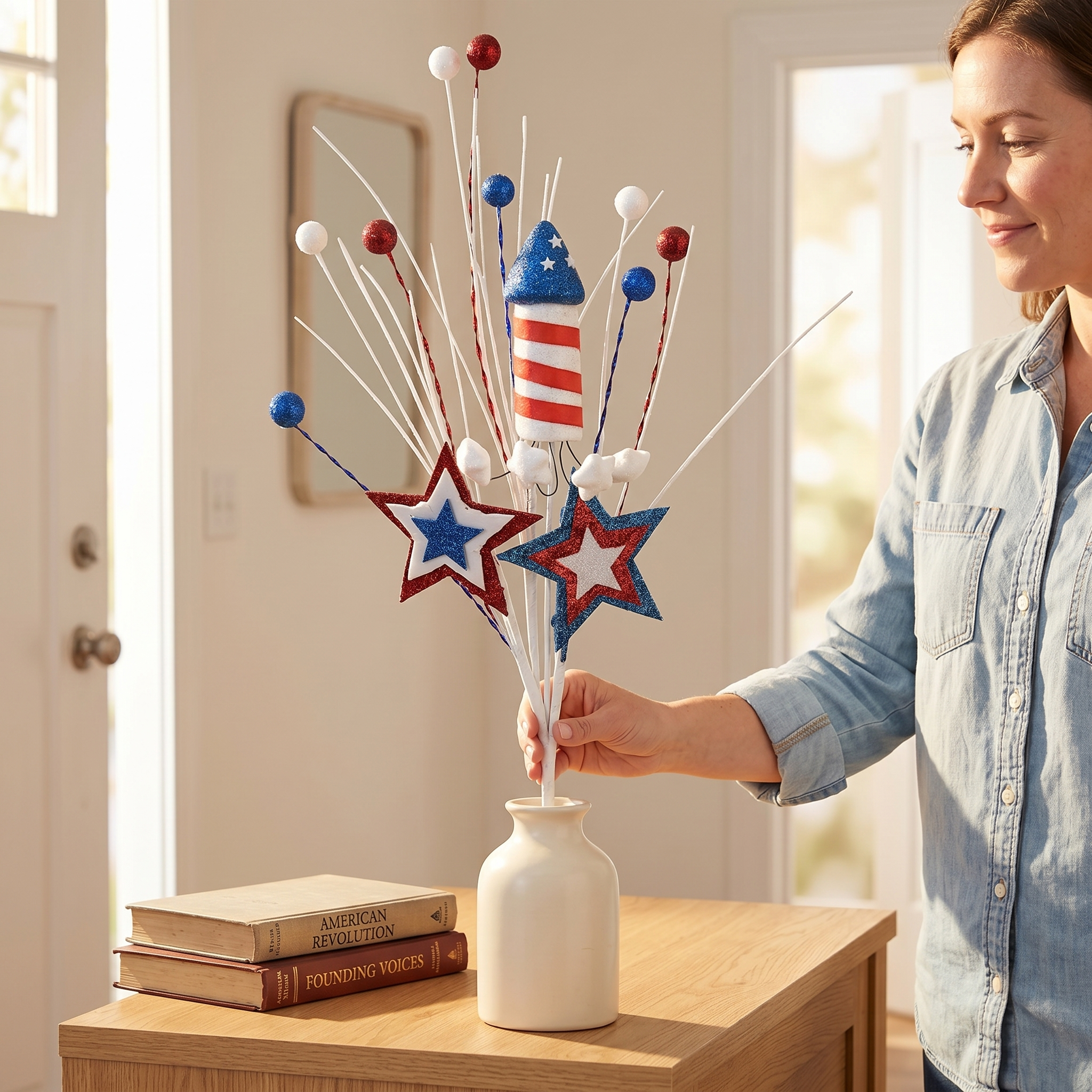 Patriotic Firework Vase Picks Decor Set