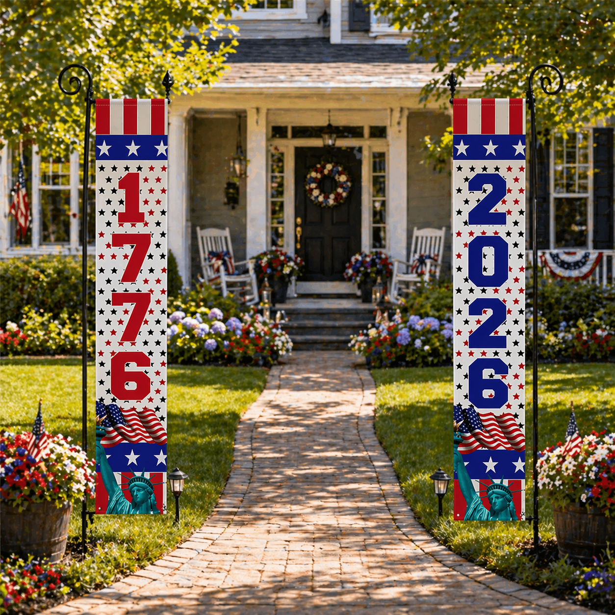 Patriotic Vertical Door Banners Set – 1776 & 2026 Decor
