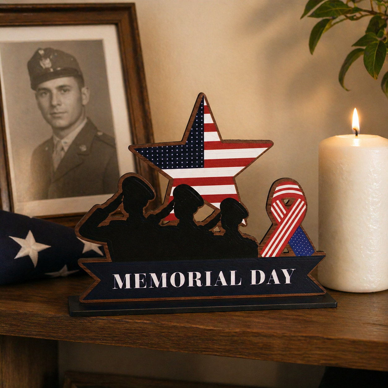 Memorial Day Patriotic MDF Tabletop Tribute Sign