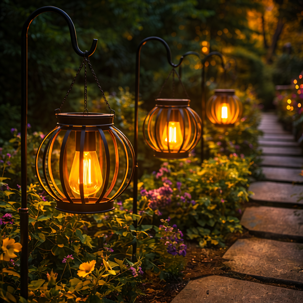 Solar Iron Lantern – Vintage Outdoor Hanging Light for Garden & Patio