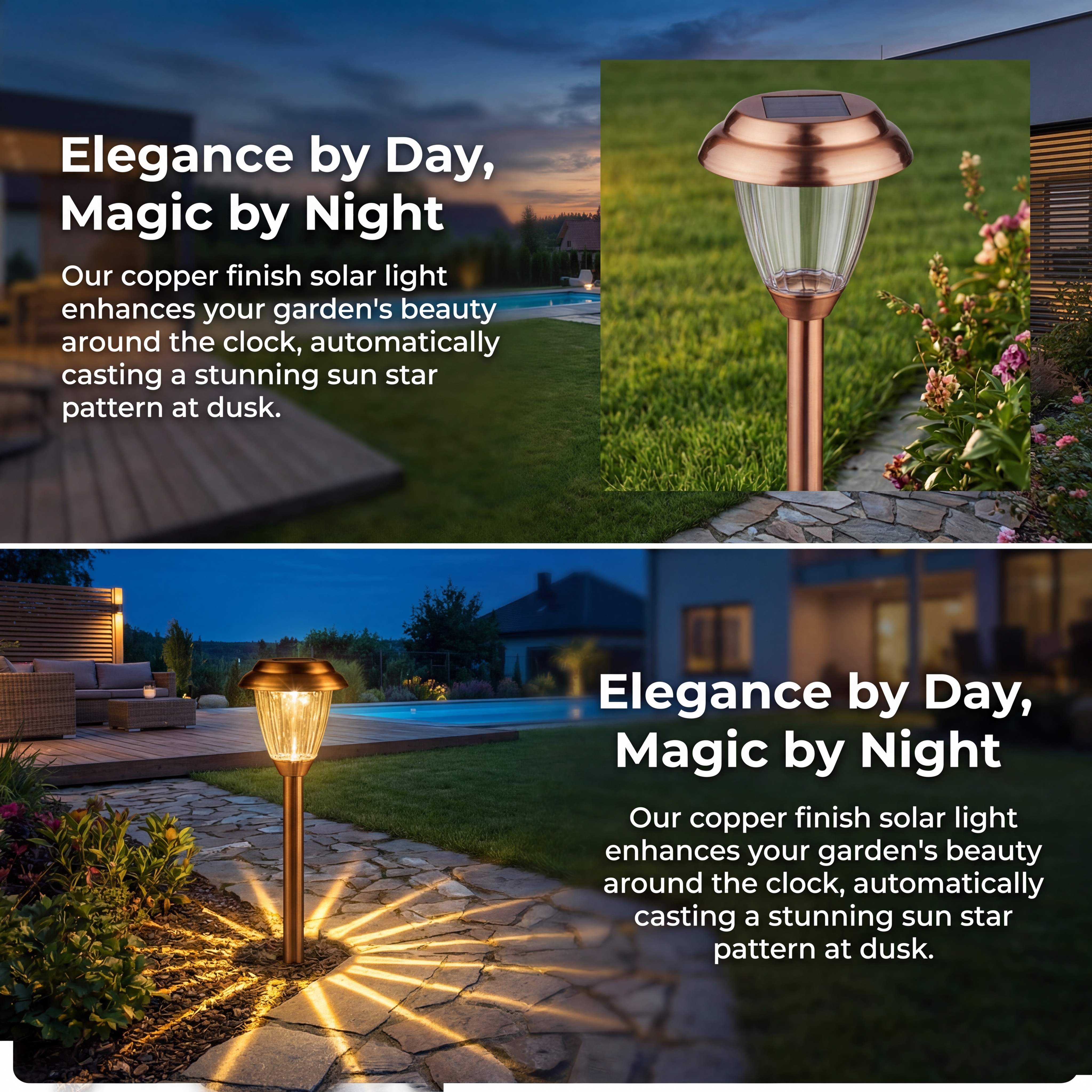 Solar Pathway Lights with Warm Sun Star Glow