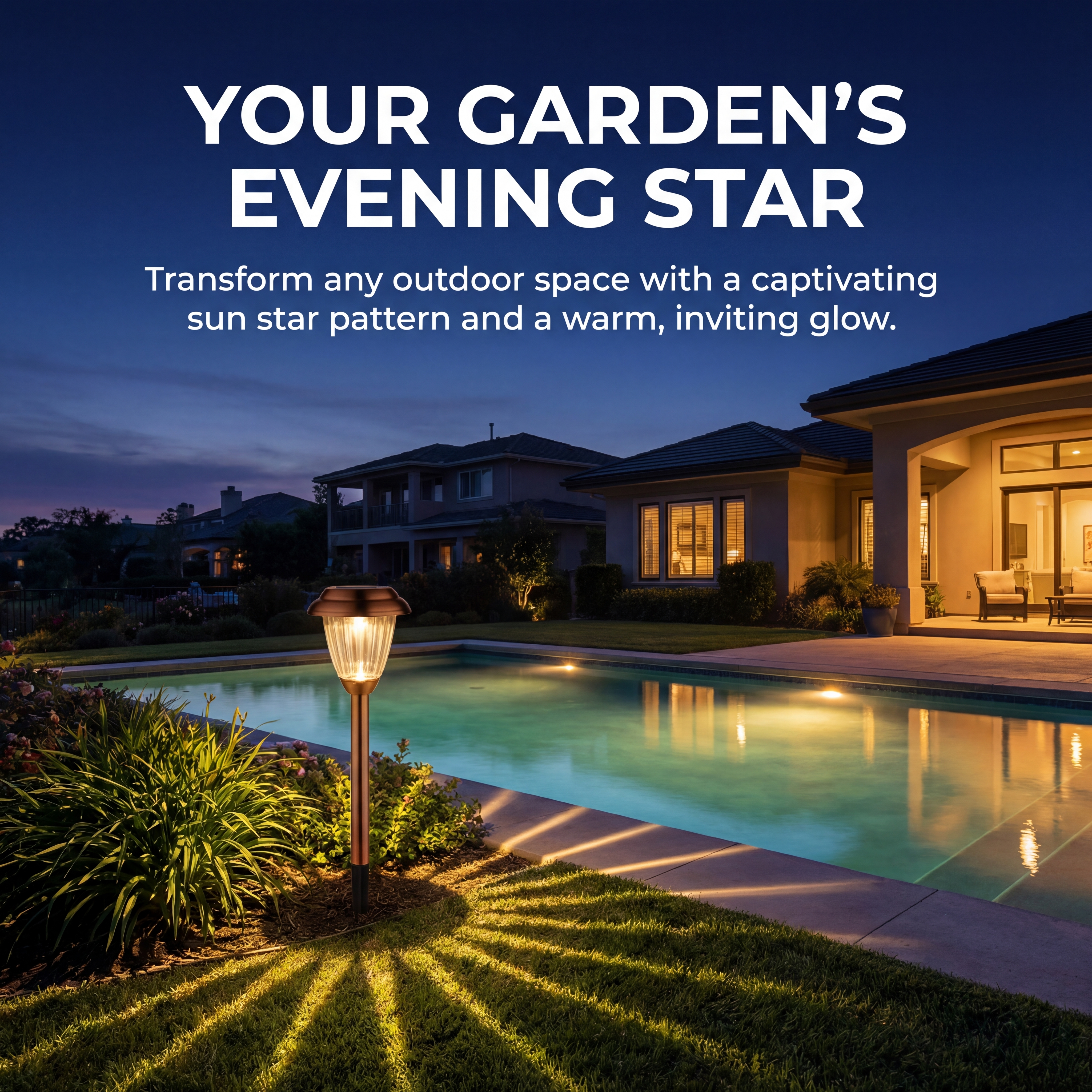 Solar Pathway Lights with Warm Sun Star Glow