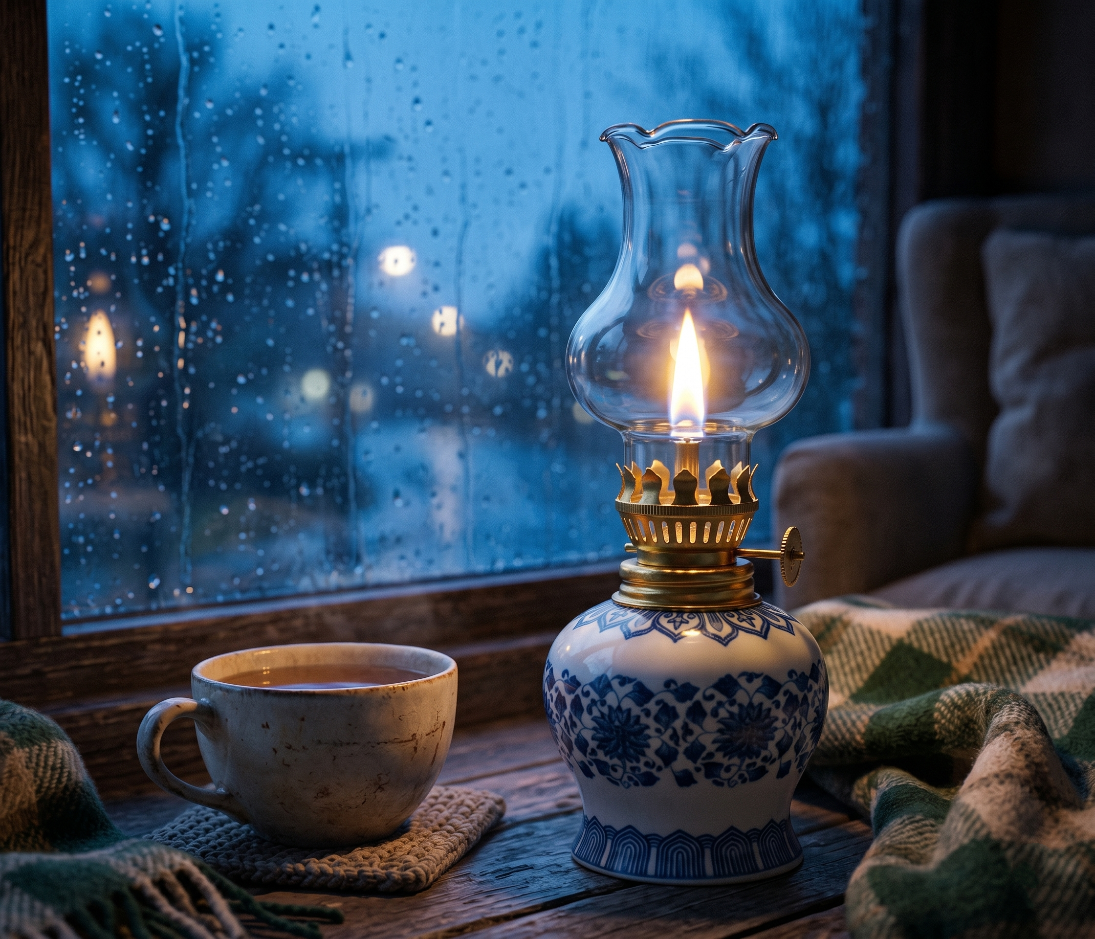 Vintage Ceramic Oil Lamp Ambient Night Light