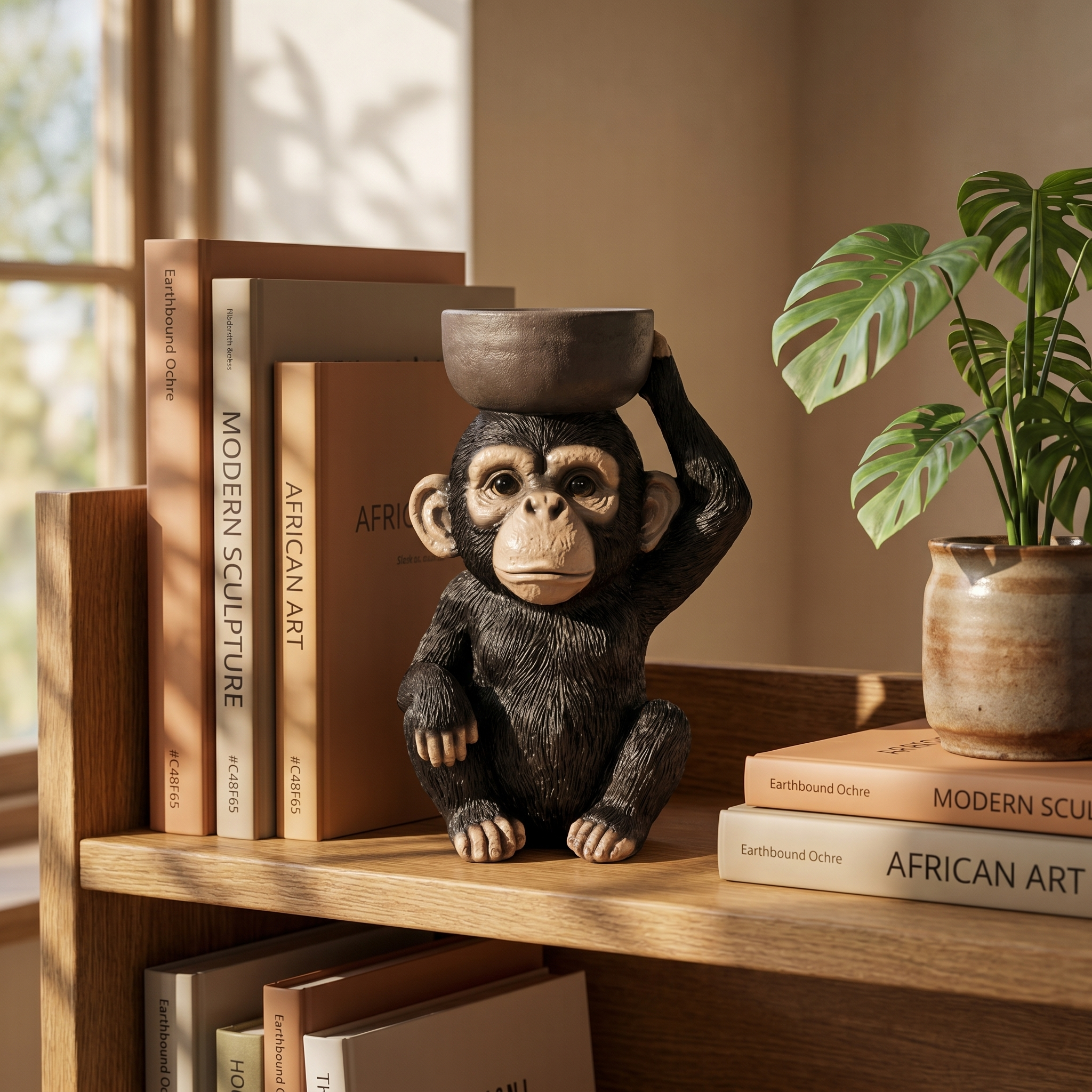 Chimpanzee Trinket Dish & Decorative Statue – Versatile Home Organiser for Jewellery & Keys