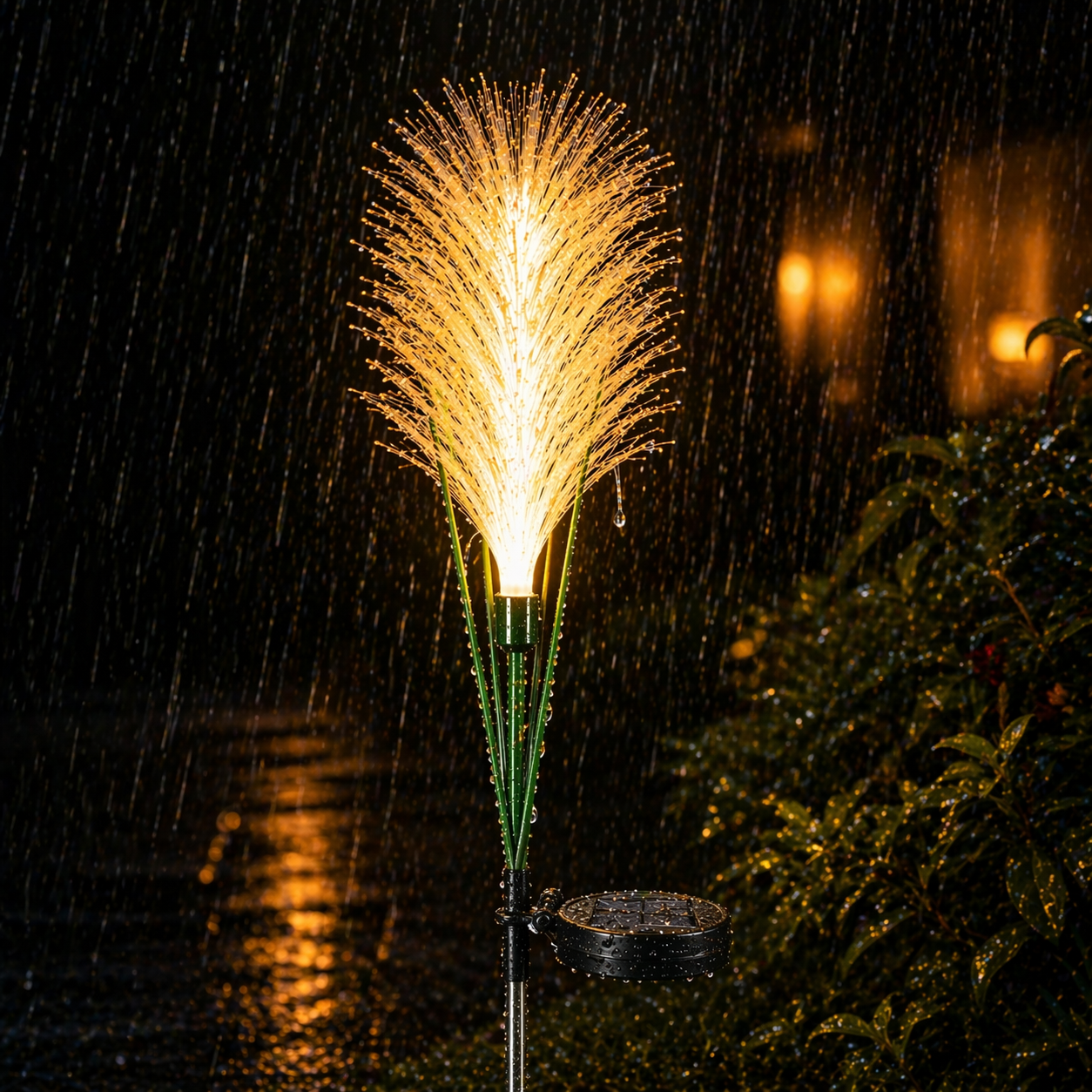 Solar-Powered Single-Head Fabric Reed Garden Light