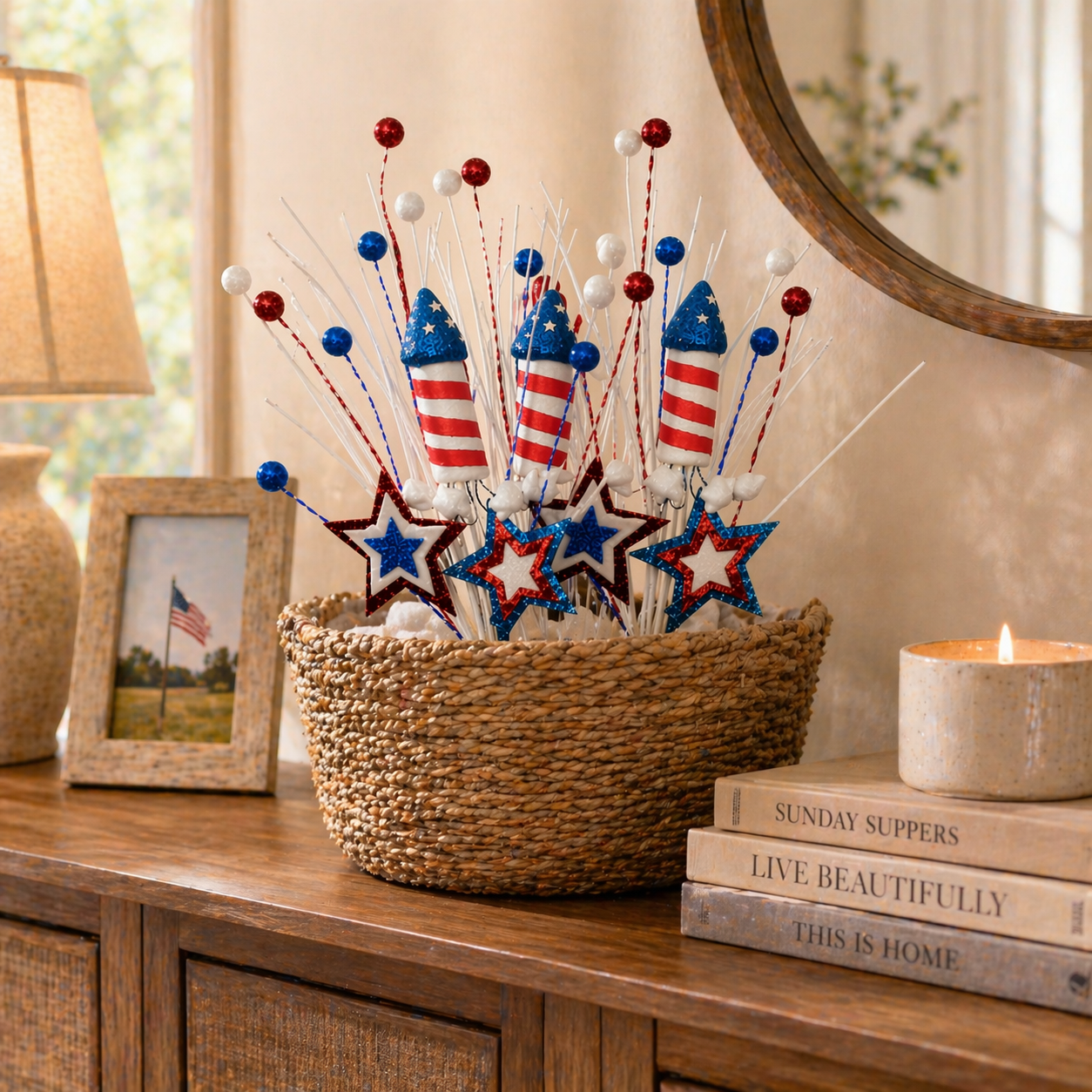 Patriotic Firework Vase Picks Decor Set