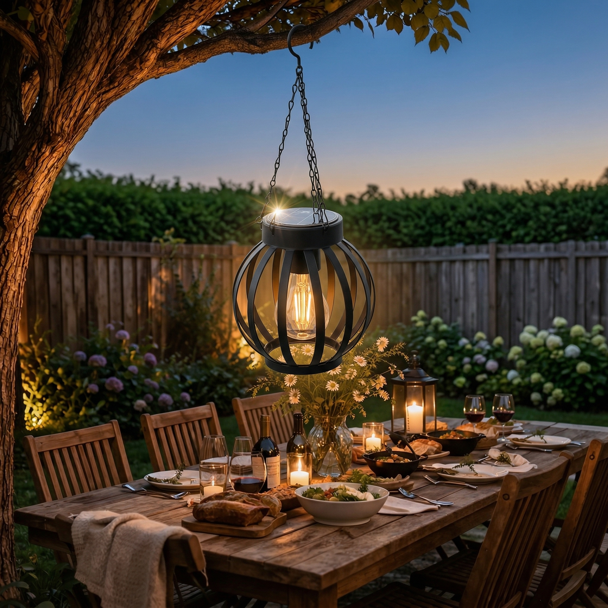 Solar Iron Lantern – Vintage Outdoor Hanging Light for Garden & Patio