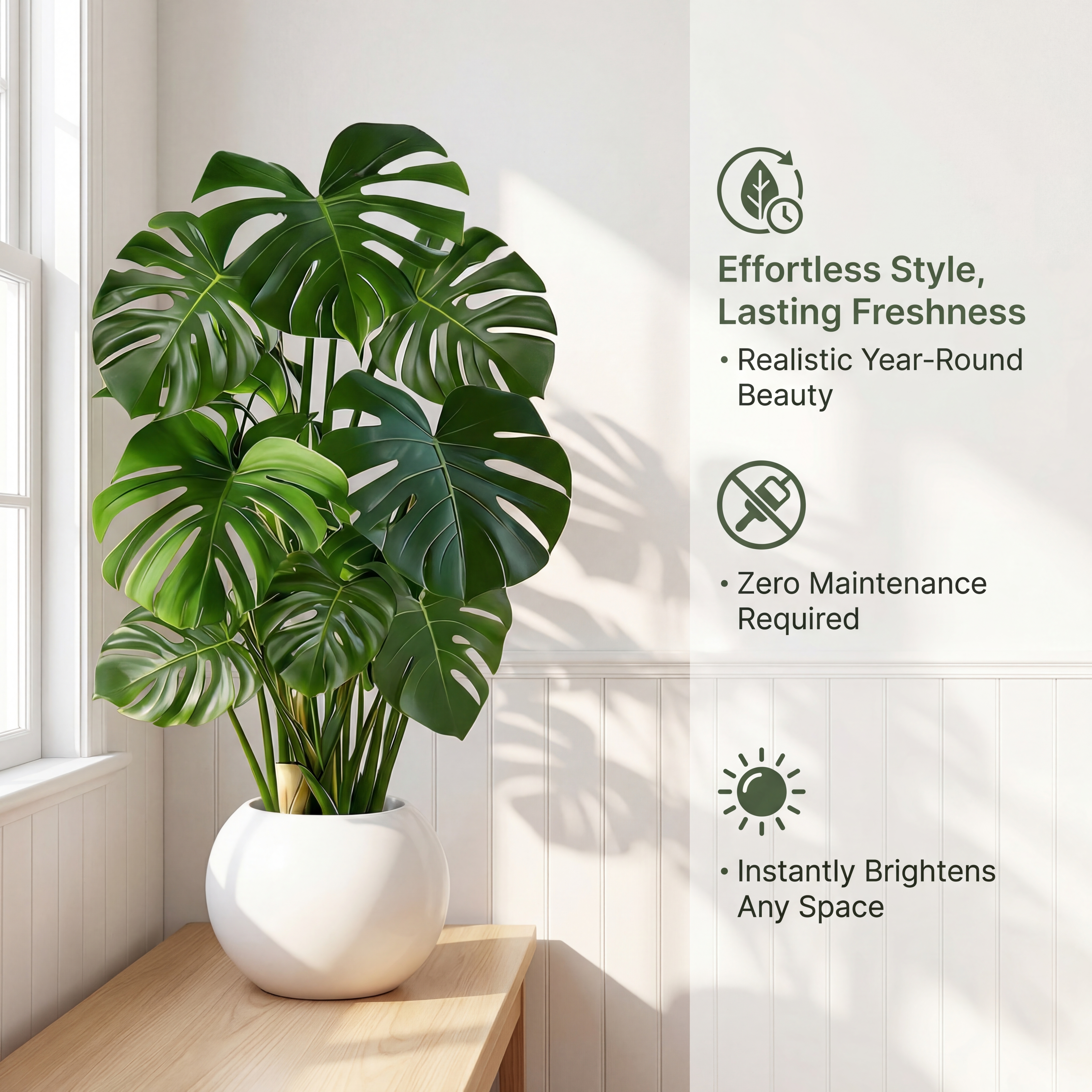 Lifelike Faux Monstera Plant for Home Décor