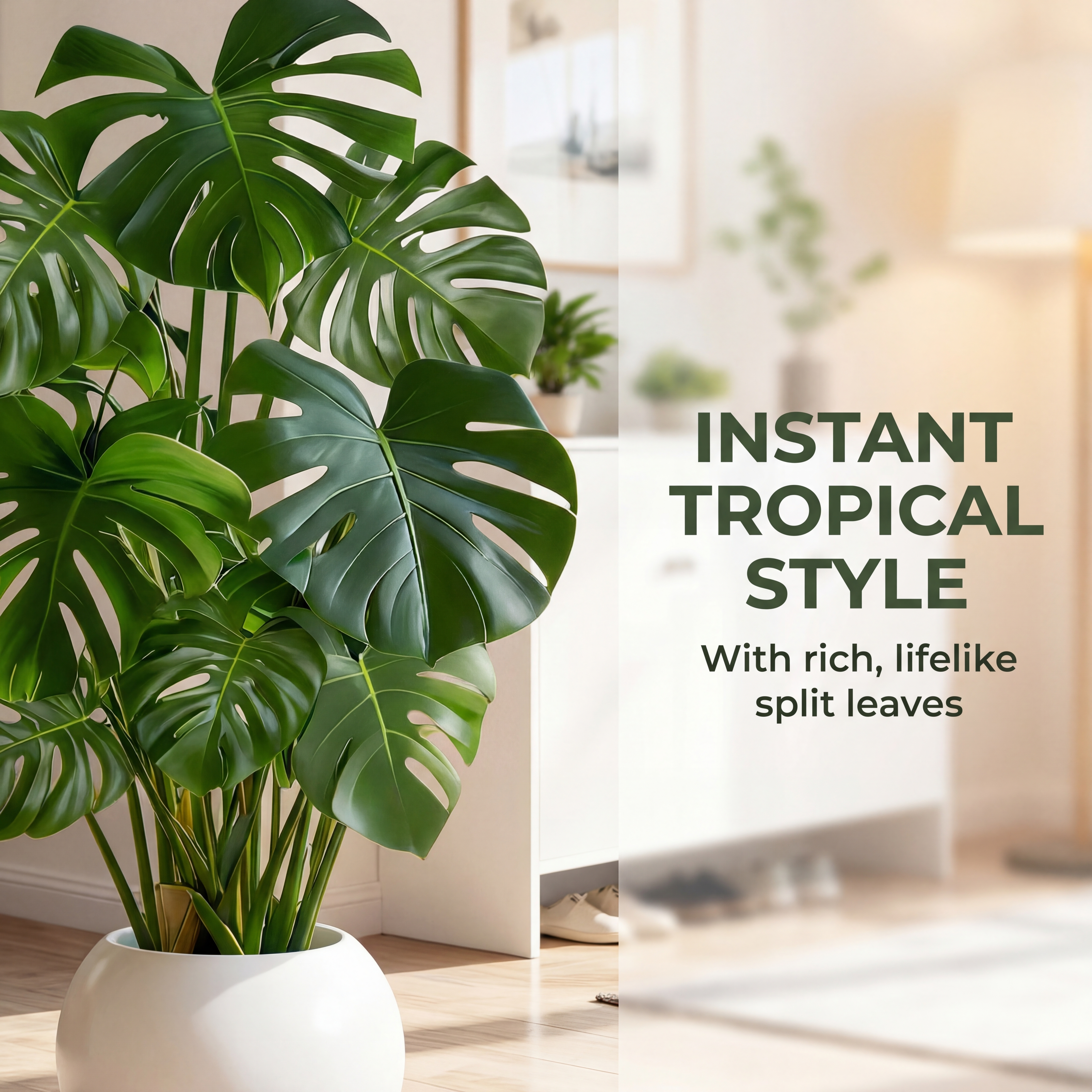 Lifelike Faux Monstera Plant for Home Décor