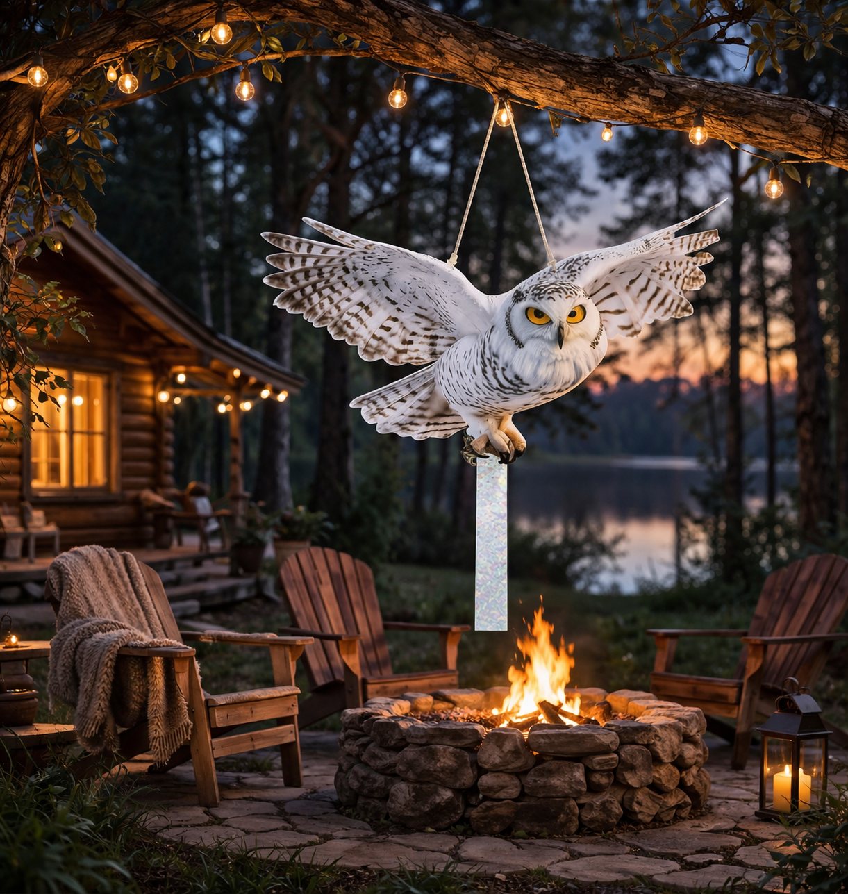 Realistic Flying Owl Garden Ornament – Outdoor Decorative Bird Scare, Hanging Wildlife Decoy