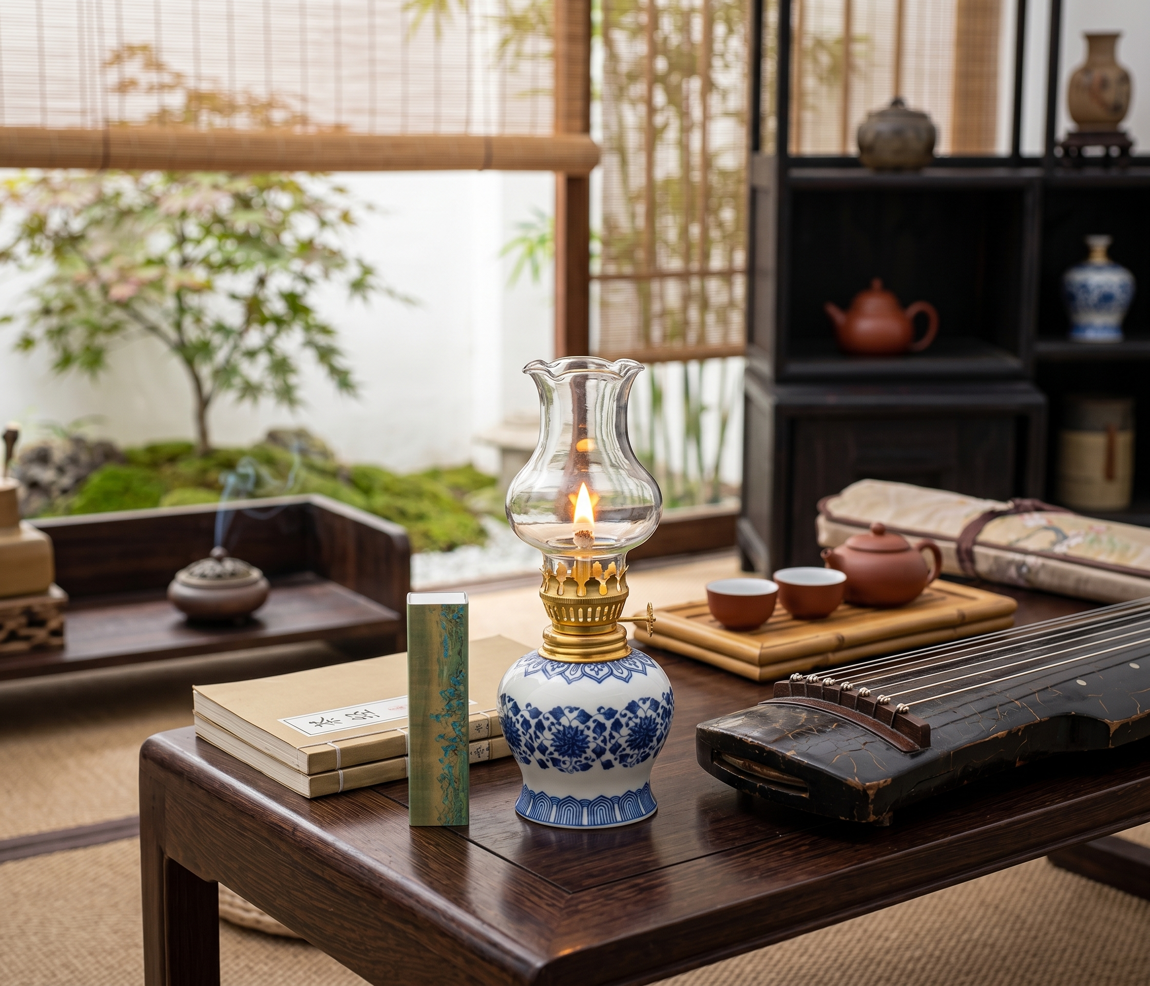 Vintage Ceramic Oil Lamp Ambient Night Light