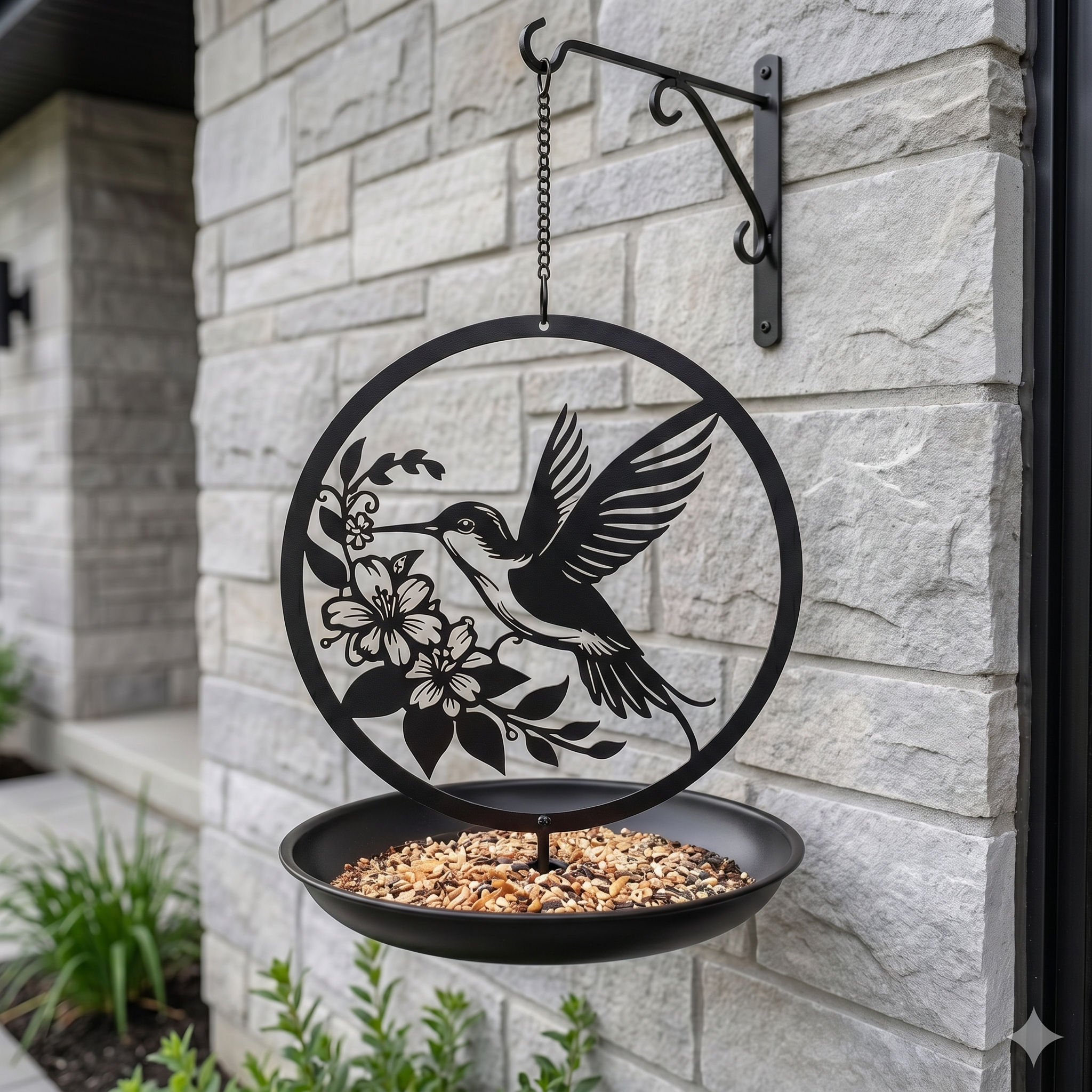 Hummingbird Metal Hanging Bird Feeder Garden Ornament