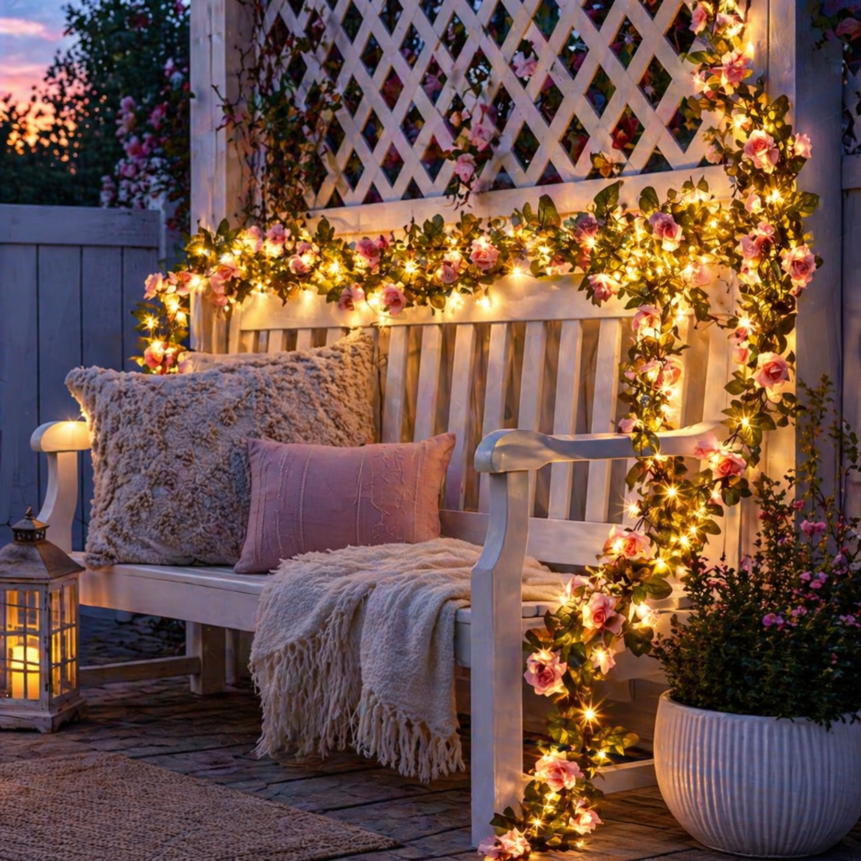 Solar LED Rose Vine Lights for Outdoor Garden Décor