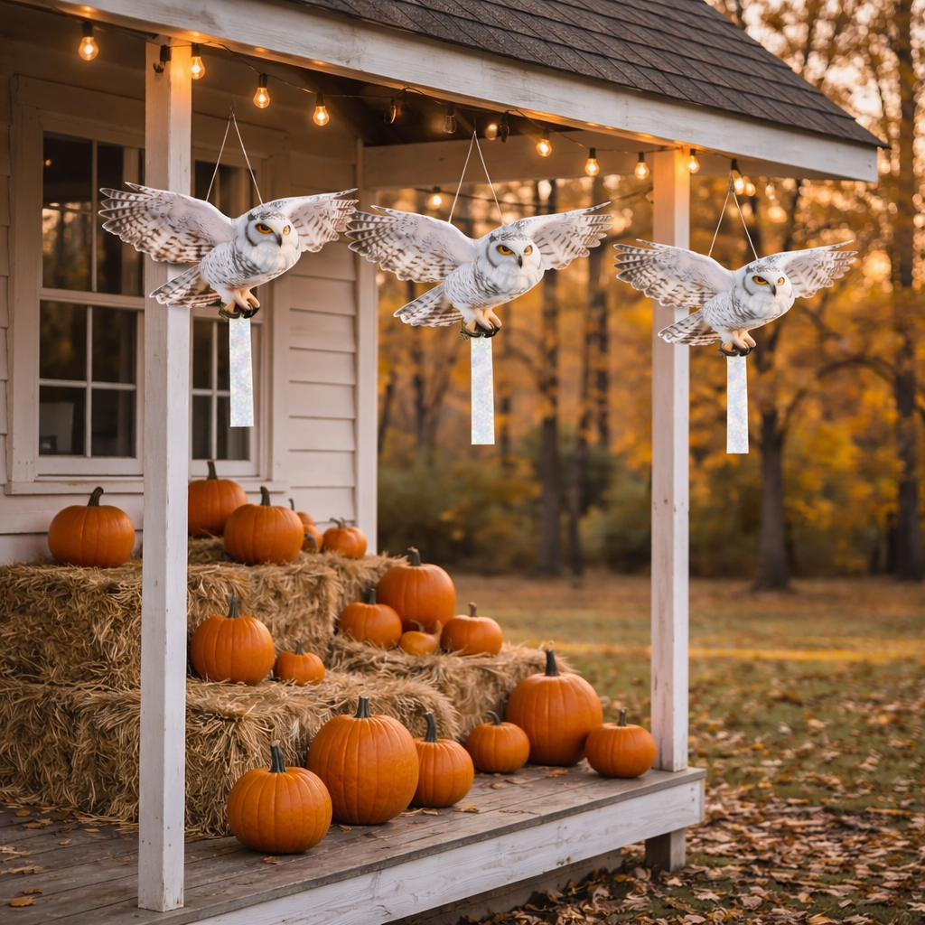 Realistic Flying Owl Garden Ornament – Outdoor Decorative Bird Scare, Hanging Wildlife Decoy