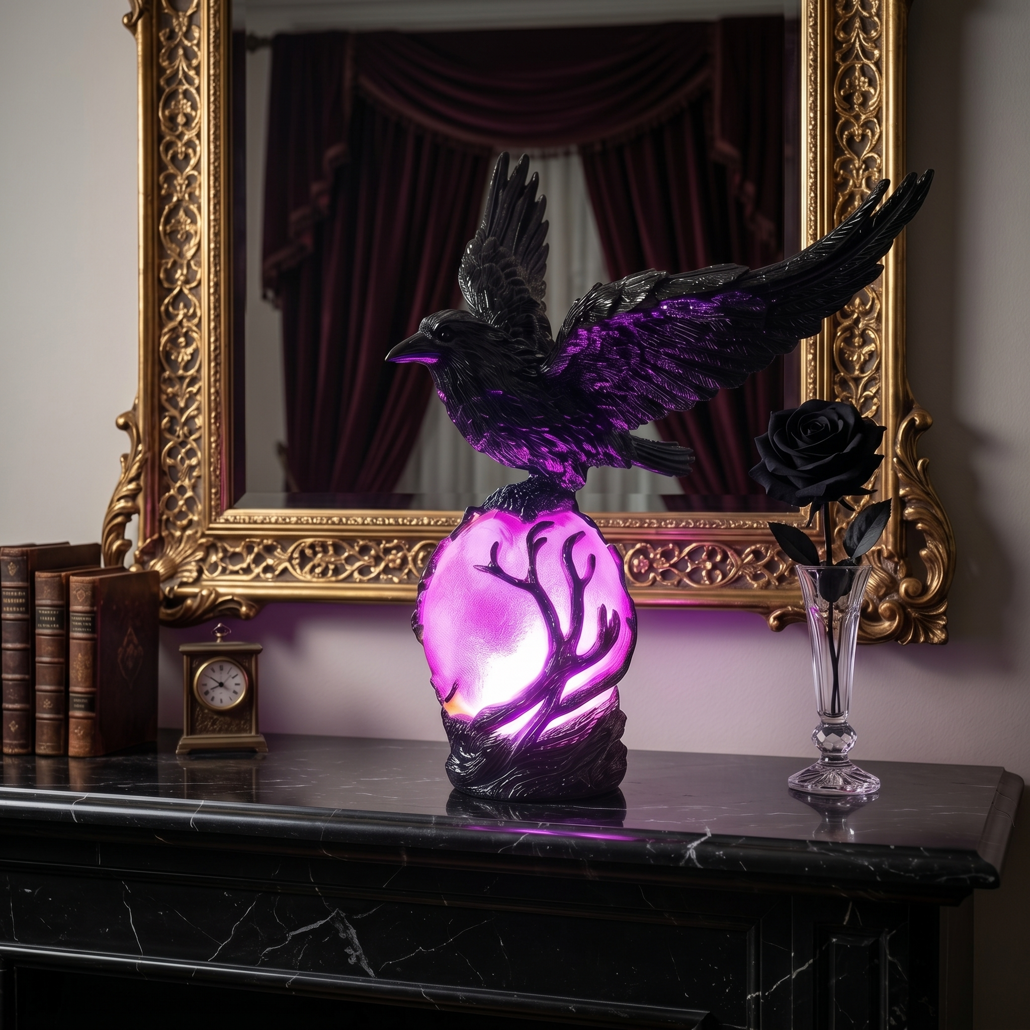 Gothic Raven Ambient Resin Night Light