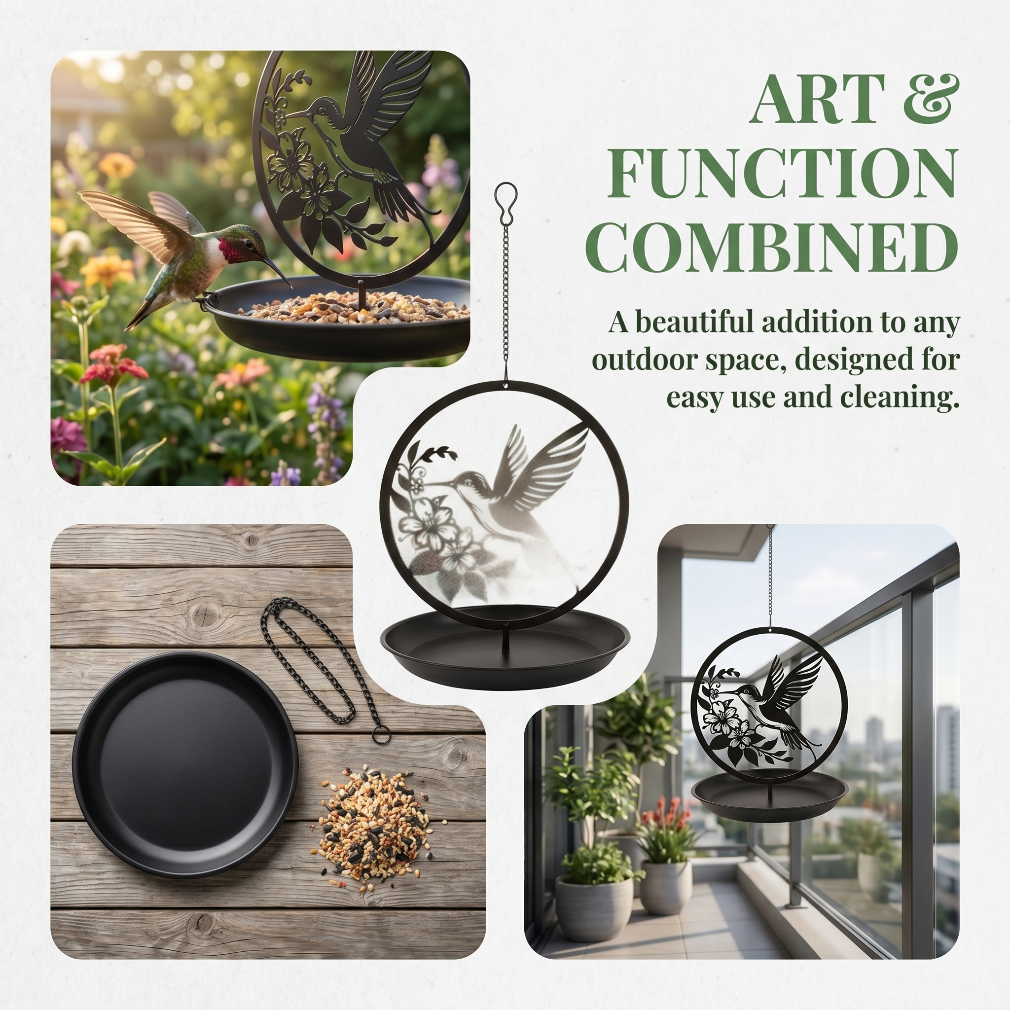 Hummingbird Metal Hanging Bird Feeder Garden Ornament