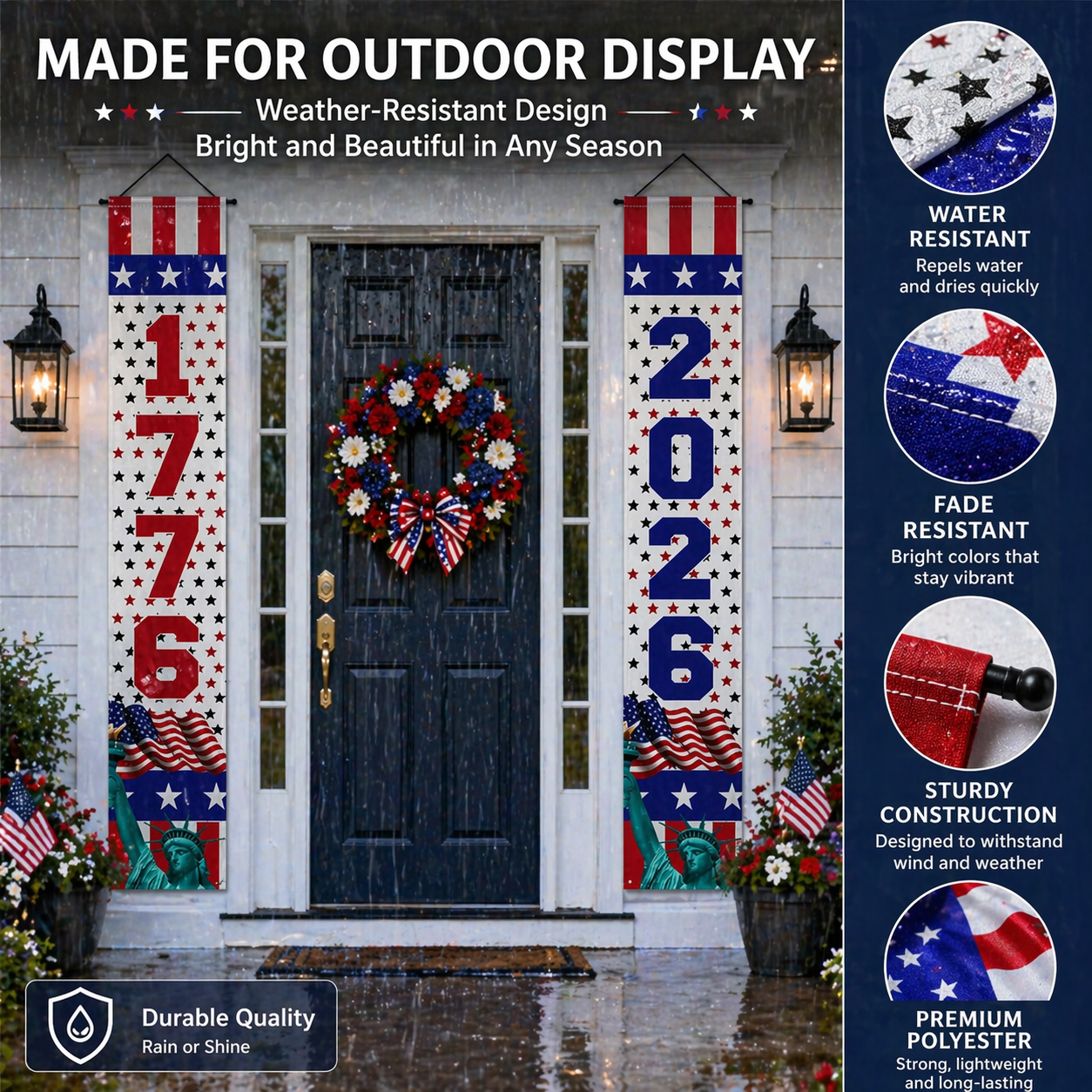 Patriotic Vertical Door Banners Set – 1776 & 2026 Decor
