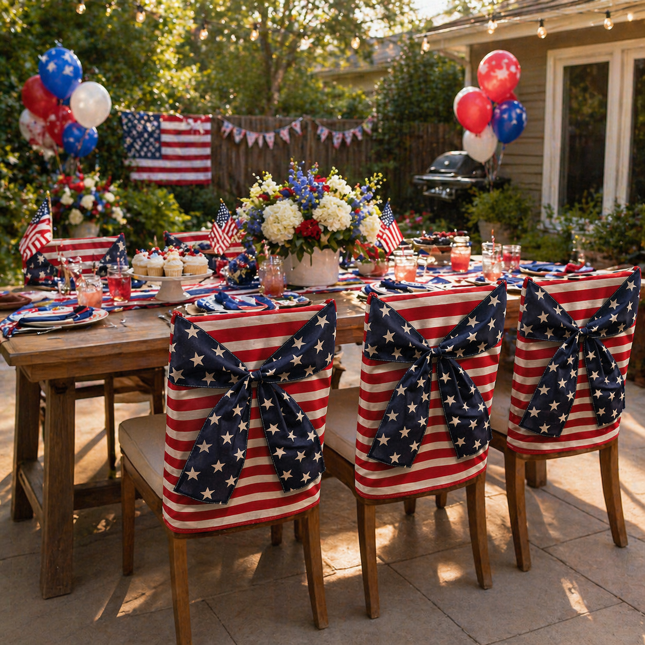 Stars & Stripes Patriotic Chair Cover
