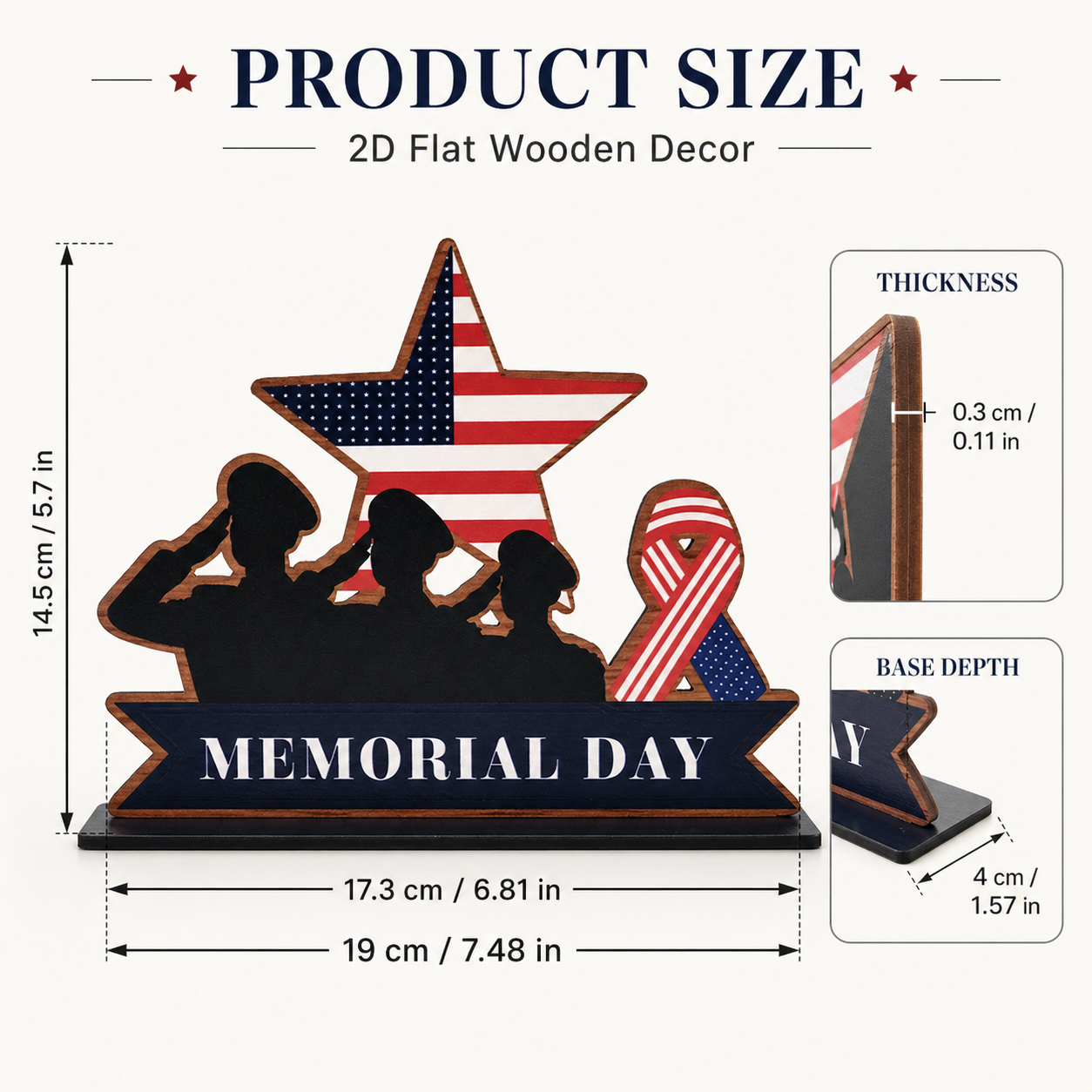 Memorial Day Patriotic MDF Tabletop Tribute Sign