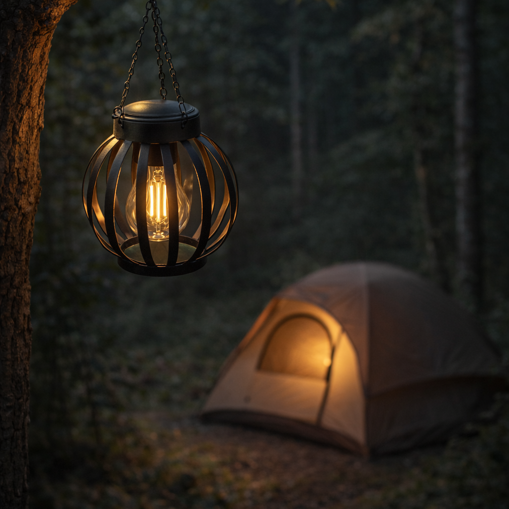 Solar Iron Lantern – Vintage Outdoor Hanging Light for Garden & Patio