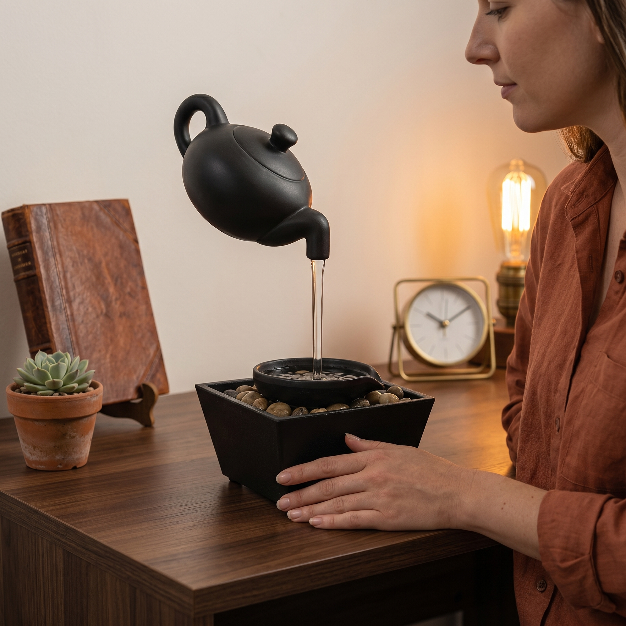 Floating Teapot Resin Tabletop Water Fountain