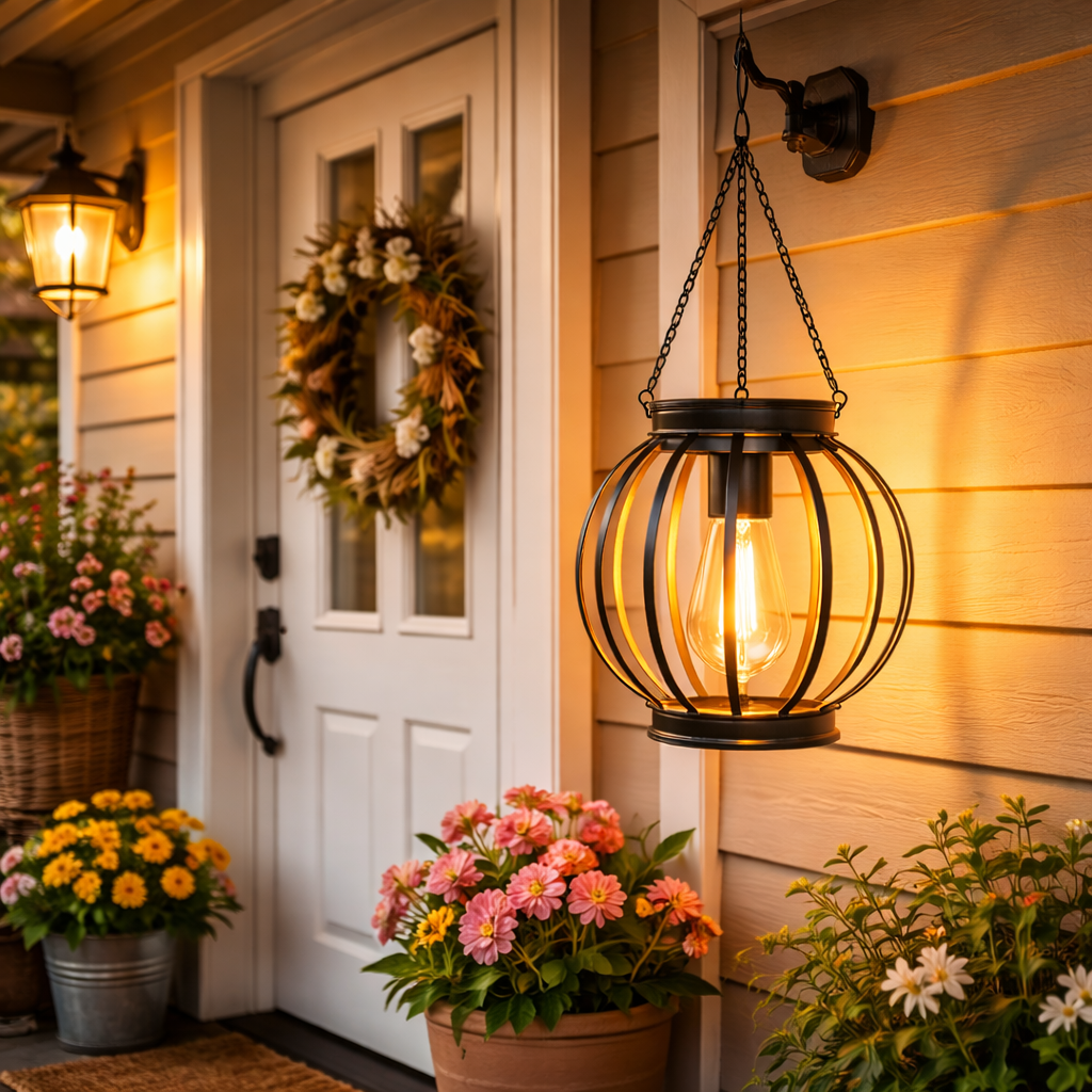 Solar Iron Lantern – Vintage Outdoor Hanging Light for Garden & Patio