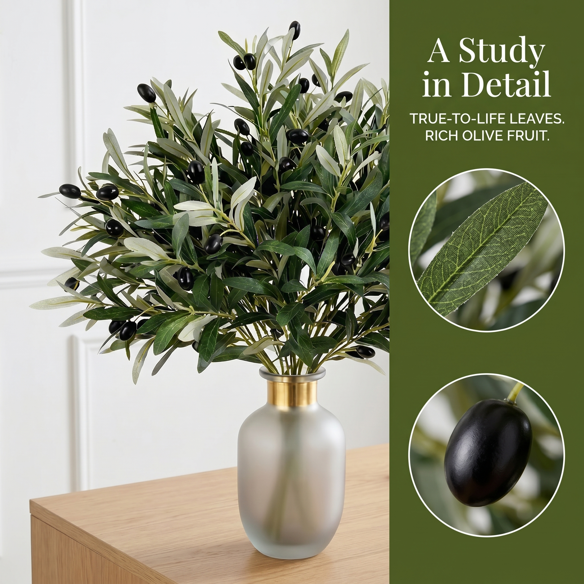 Premium Faux Olive Branches with Fruit