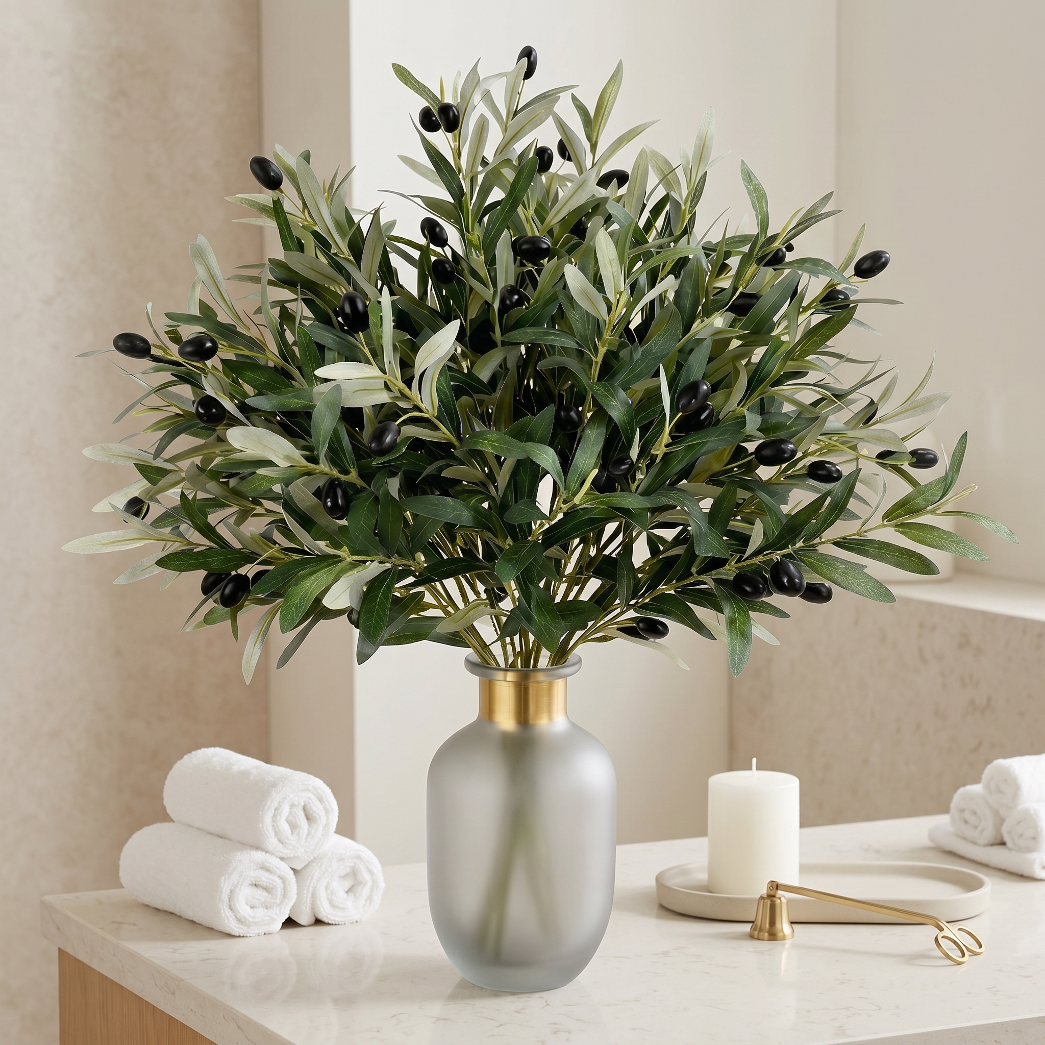 Premium Faux Olive Branches with Fruit
