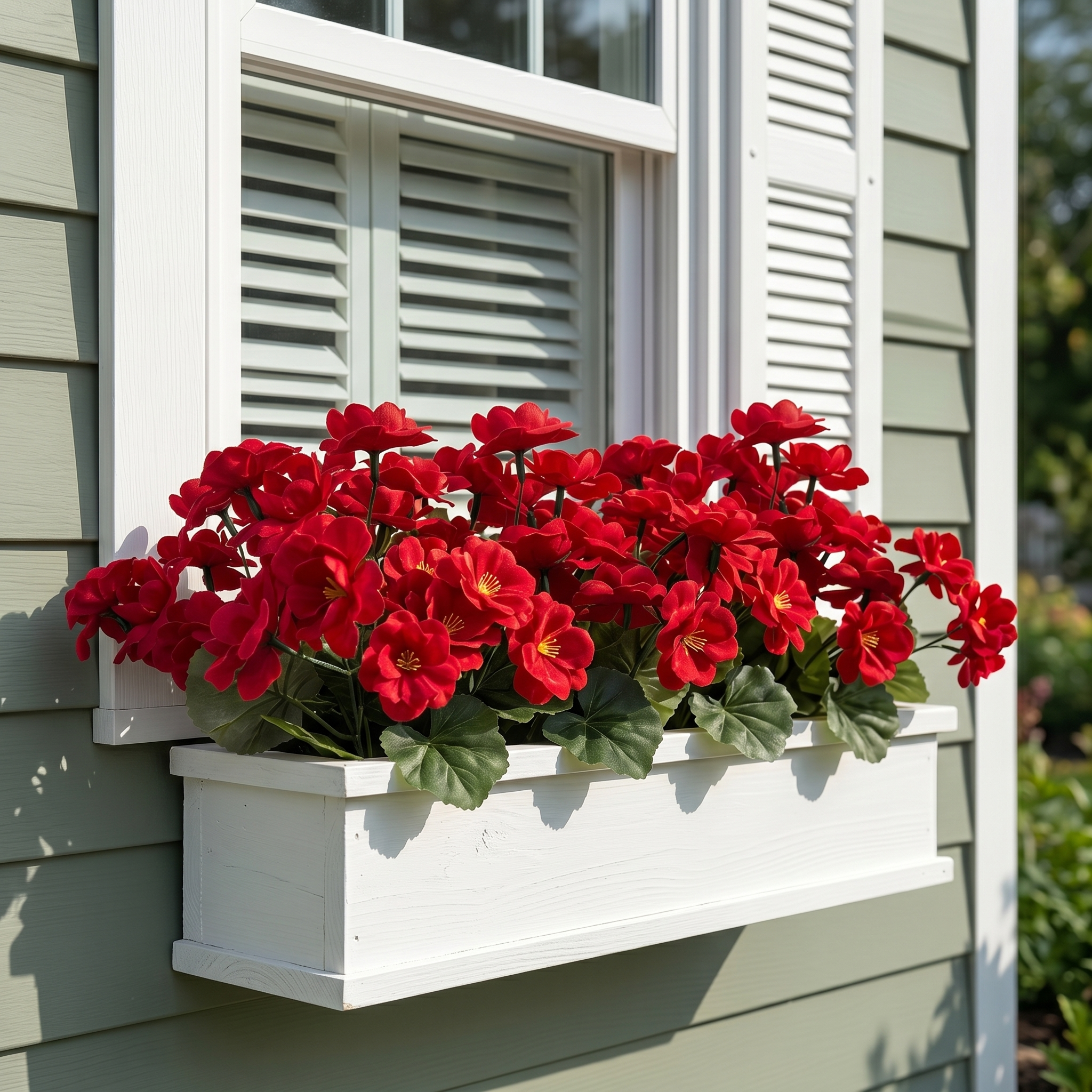 Classic Heritage Red Begonias: Premium Faux Silk Flowers for Elegant Window Boxes & Patio Urns
