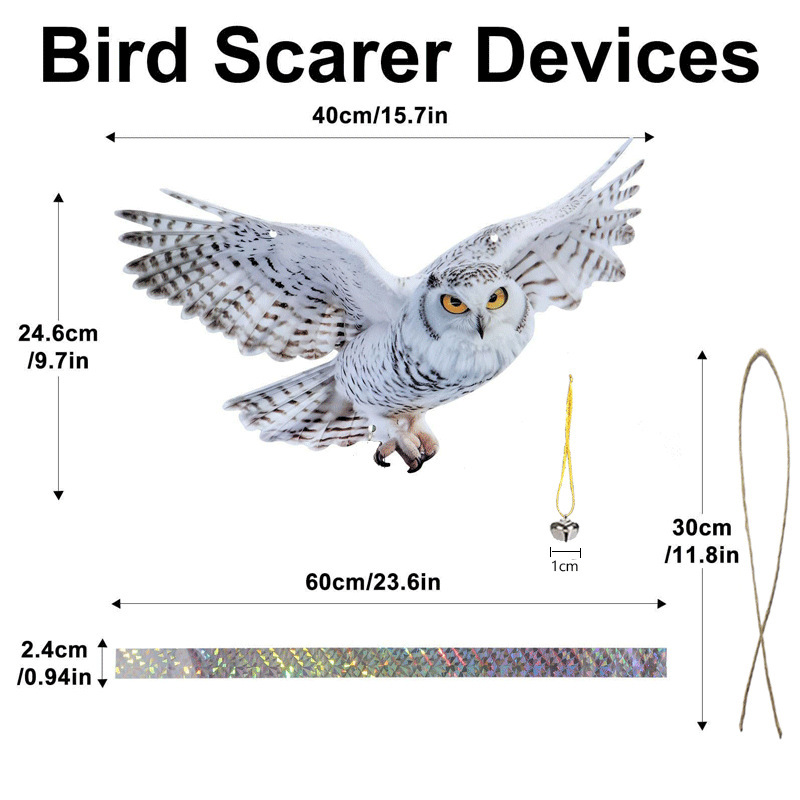 Realistic Flying Owl Garden Ornament – Outdoor Decorative Bird Scare, Hanging Wildlife Decoy