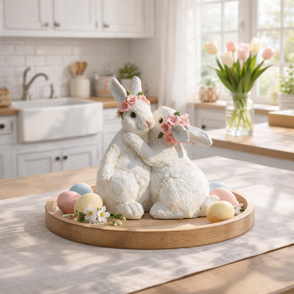 Hugging Bunny Spring Figurines