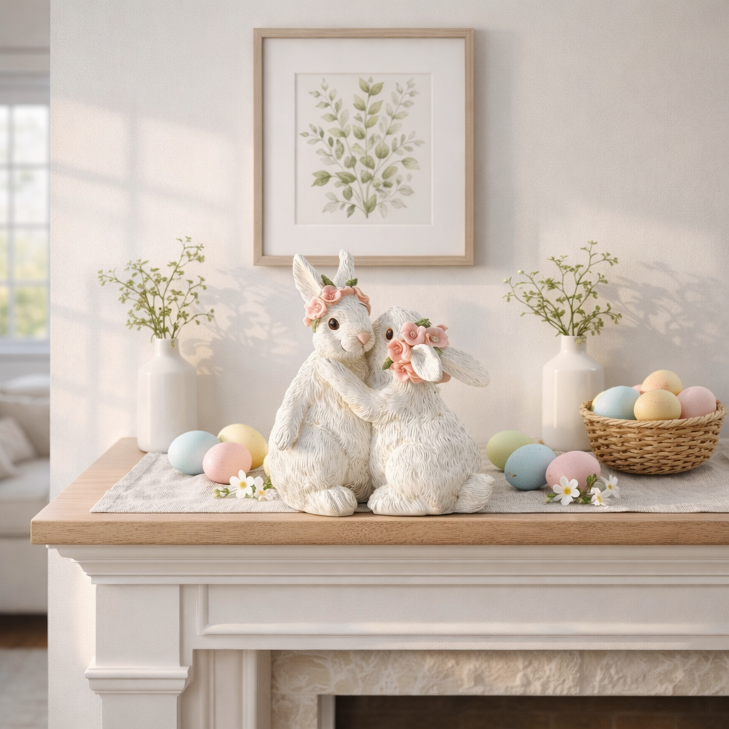 Hugging Bunny Spring Figurines