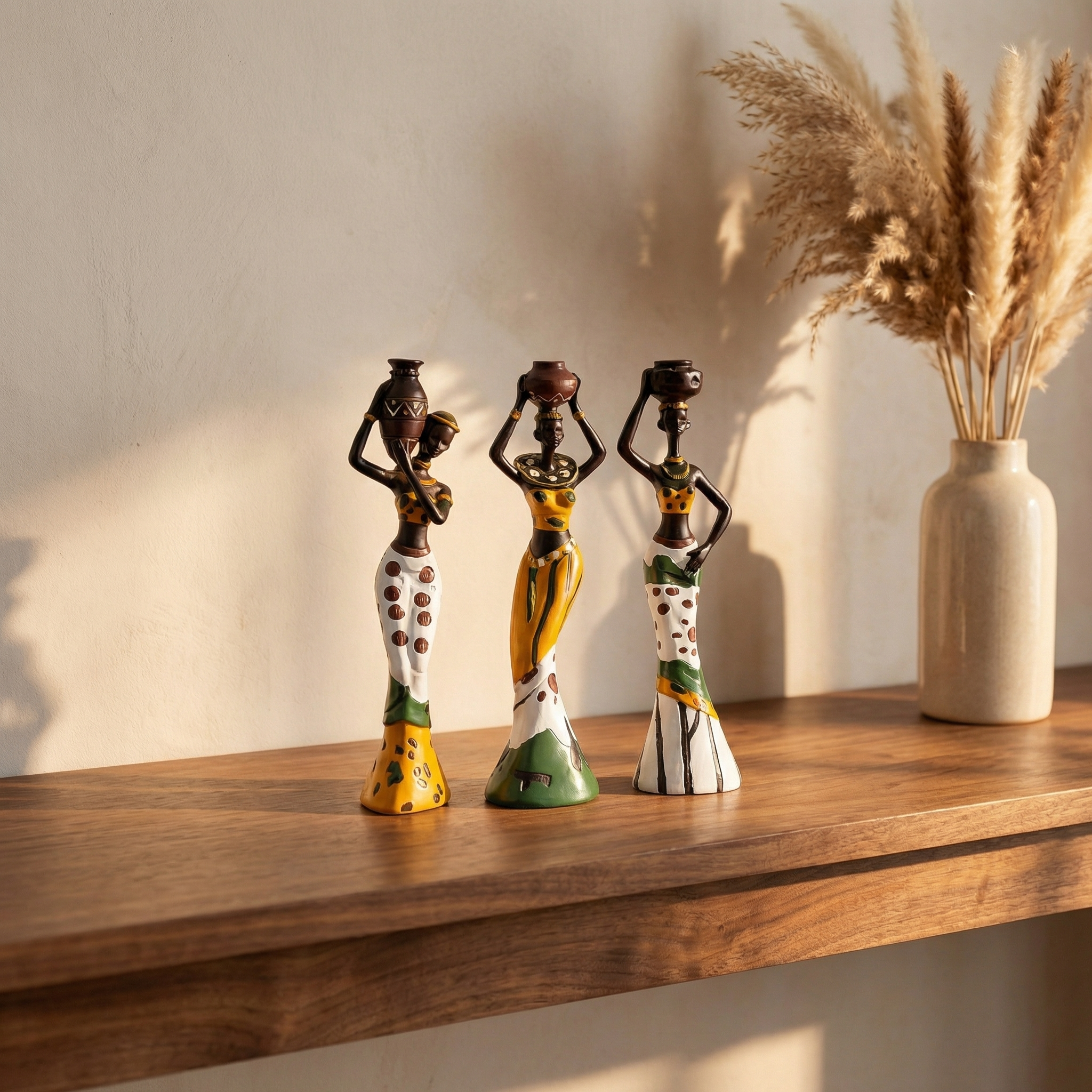 Exotic doll set of three resin handicrafts, creative home decoration, desktop trinkets