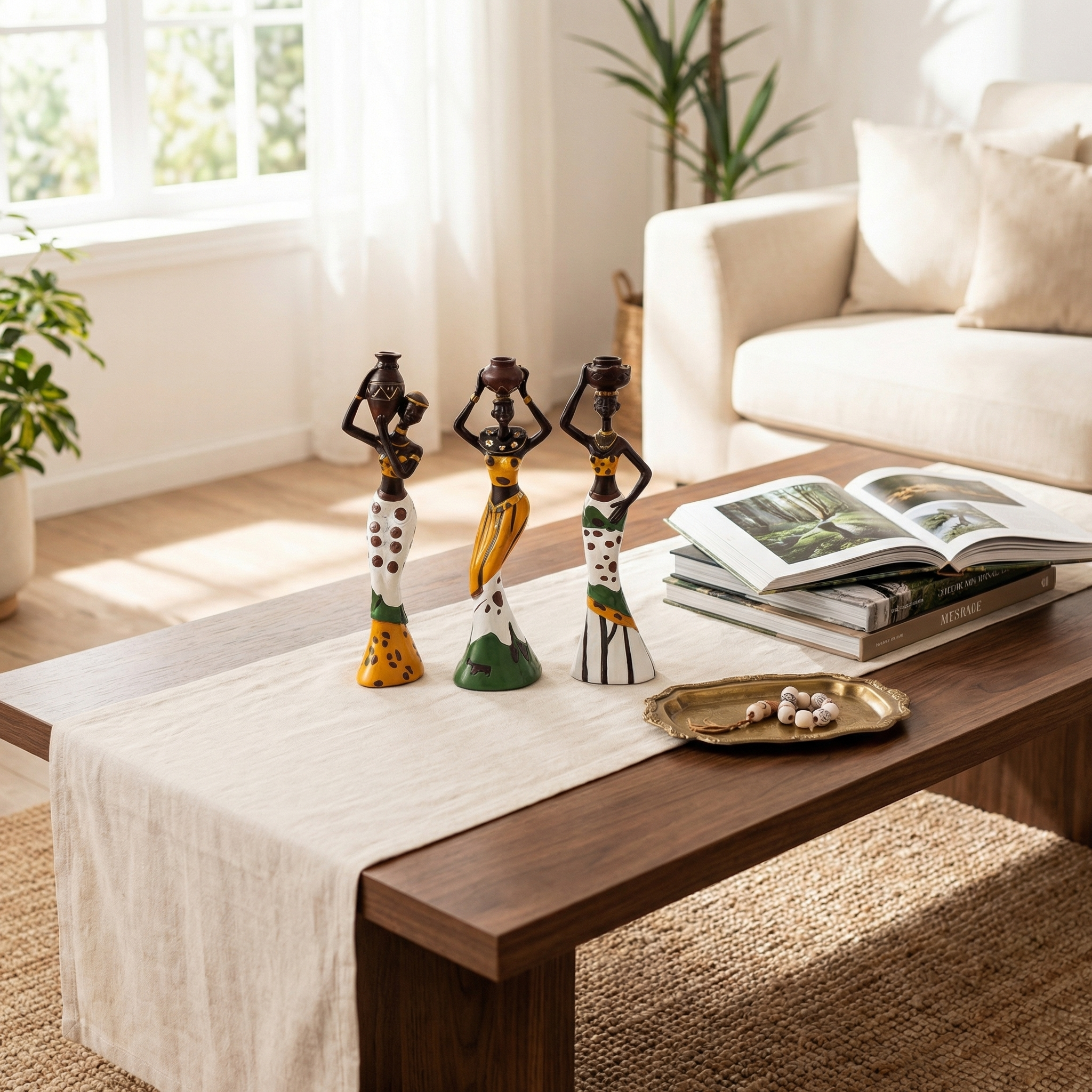 Exotic doll set of three resin handicrafts, creative home decoration, desktop trinkets