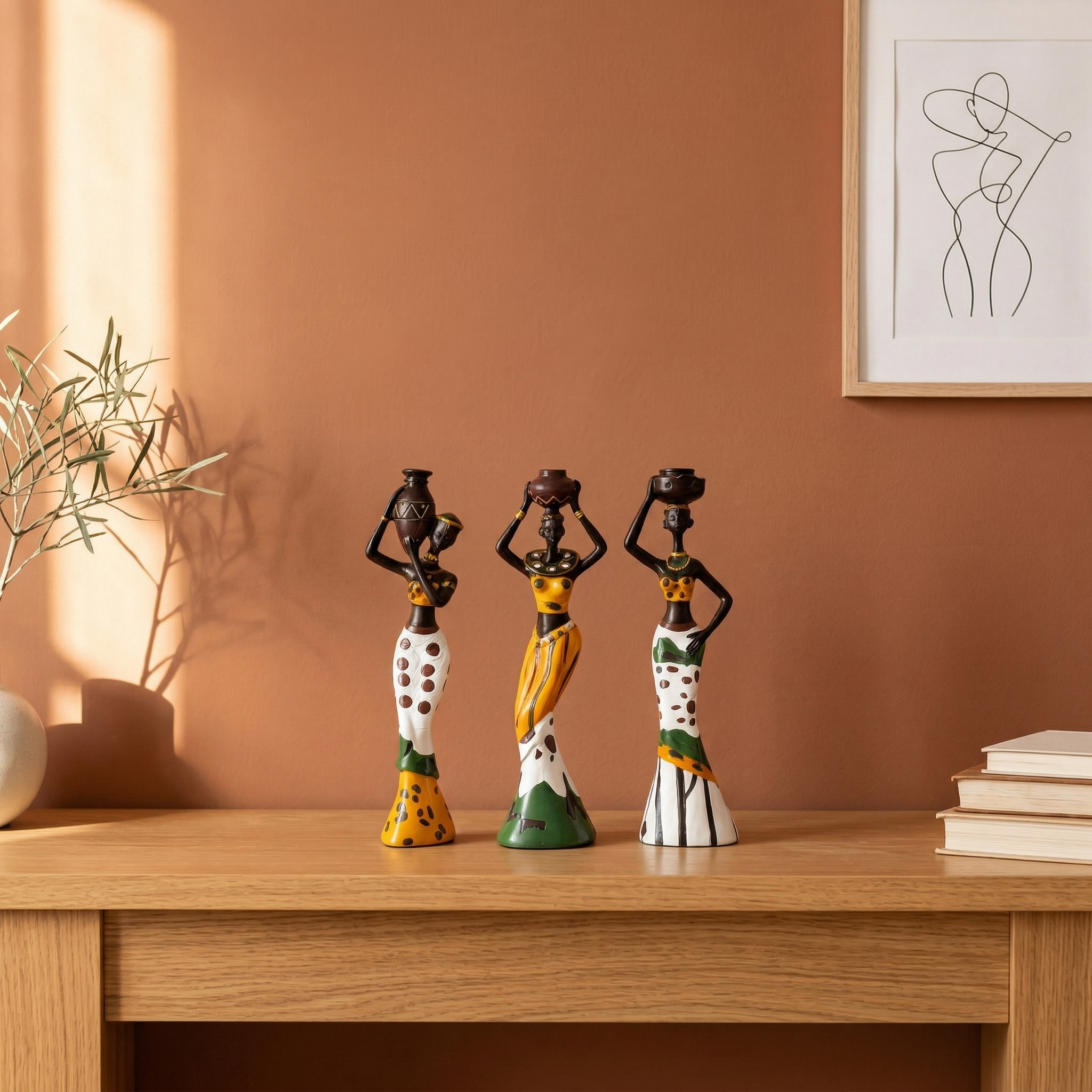 Exotic doll set of three resin handicrafts, creative home decoration, desktop trinkets