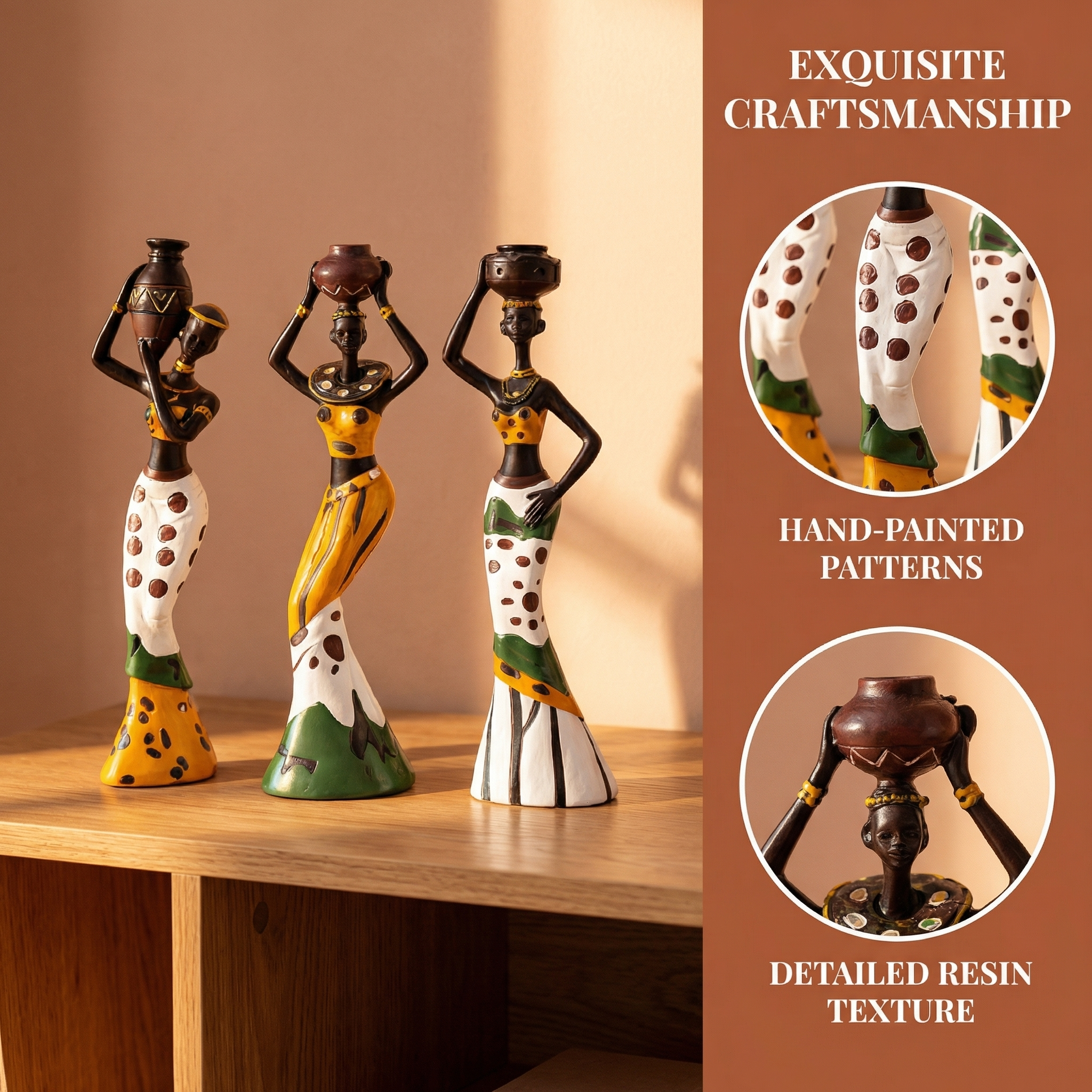 Exotic doll set of three resin handicrafts, creative home decoration, desktop trinkets