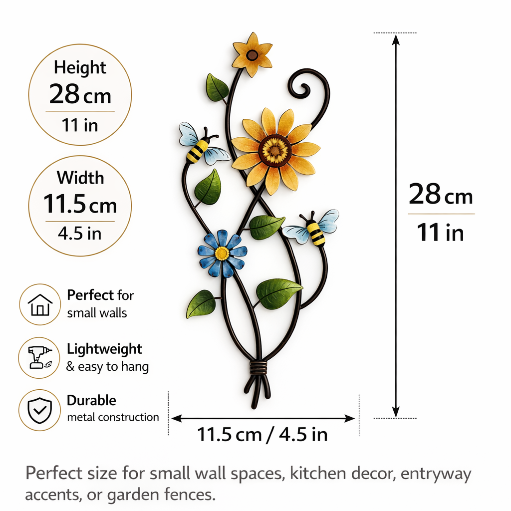 Metal Sunflower Wall Art with Bees