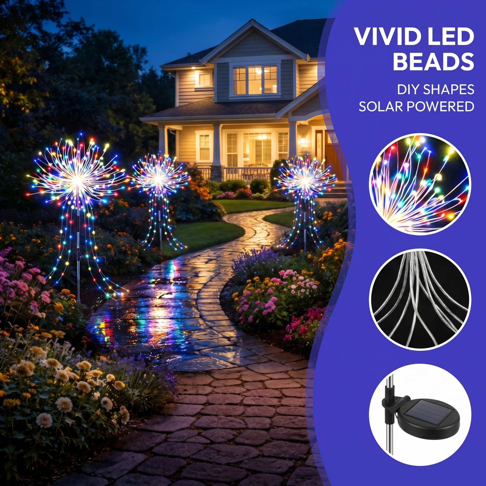 Solar Firework Garden Lights – Colourful LED Outdoor Pathway Lights