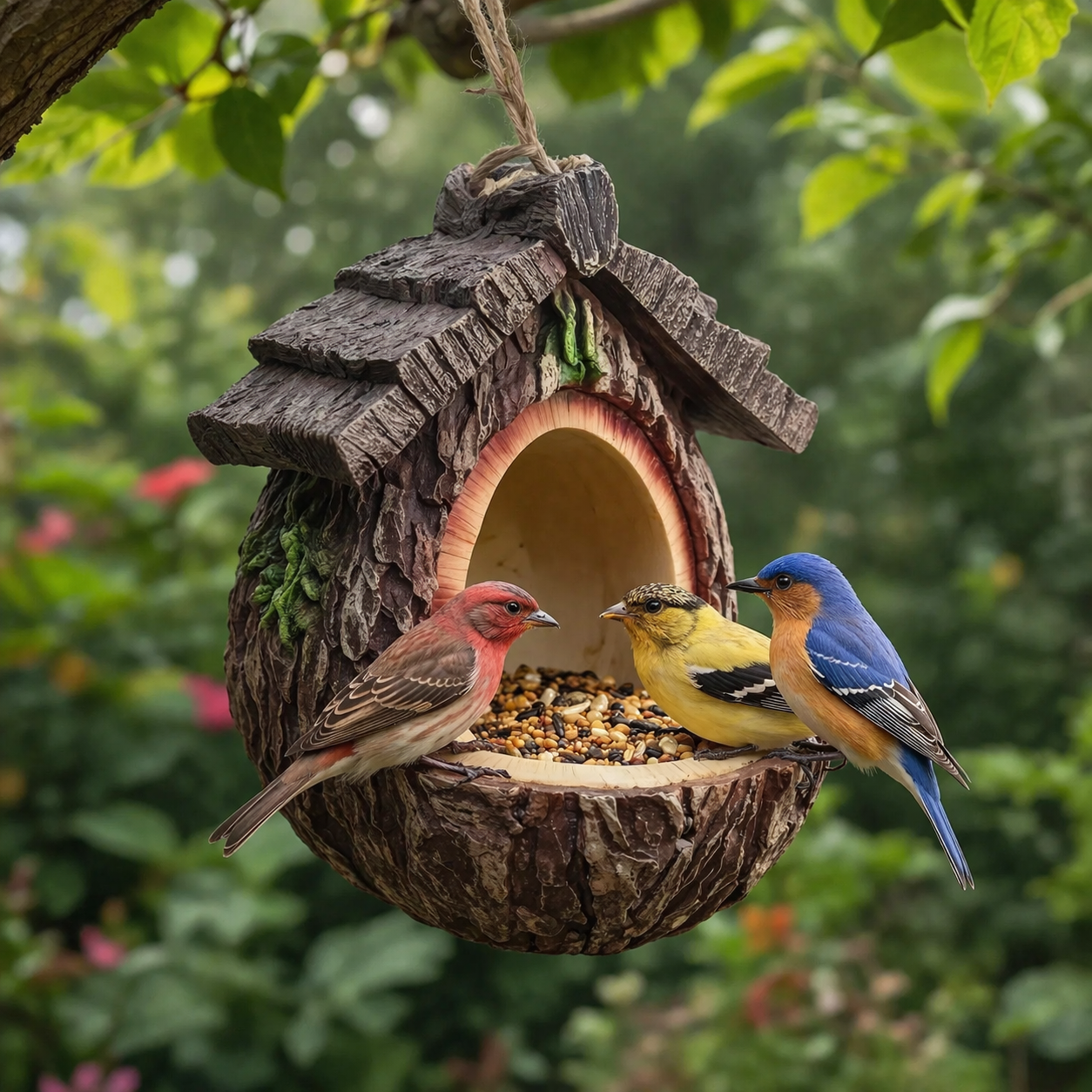 Hanging bird feeder ornament small bird feeder garden