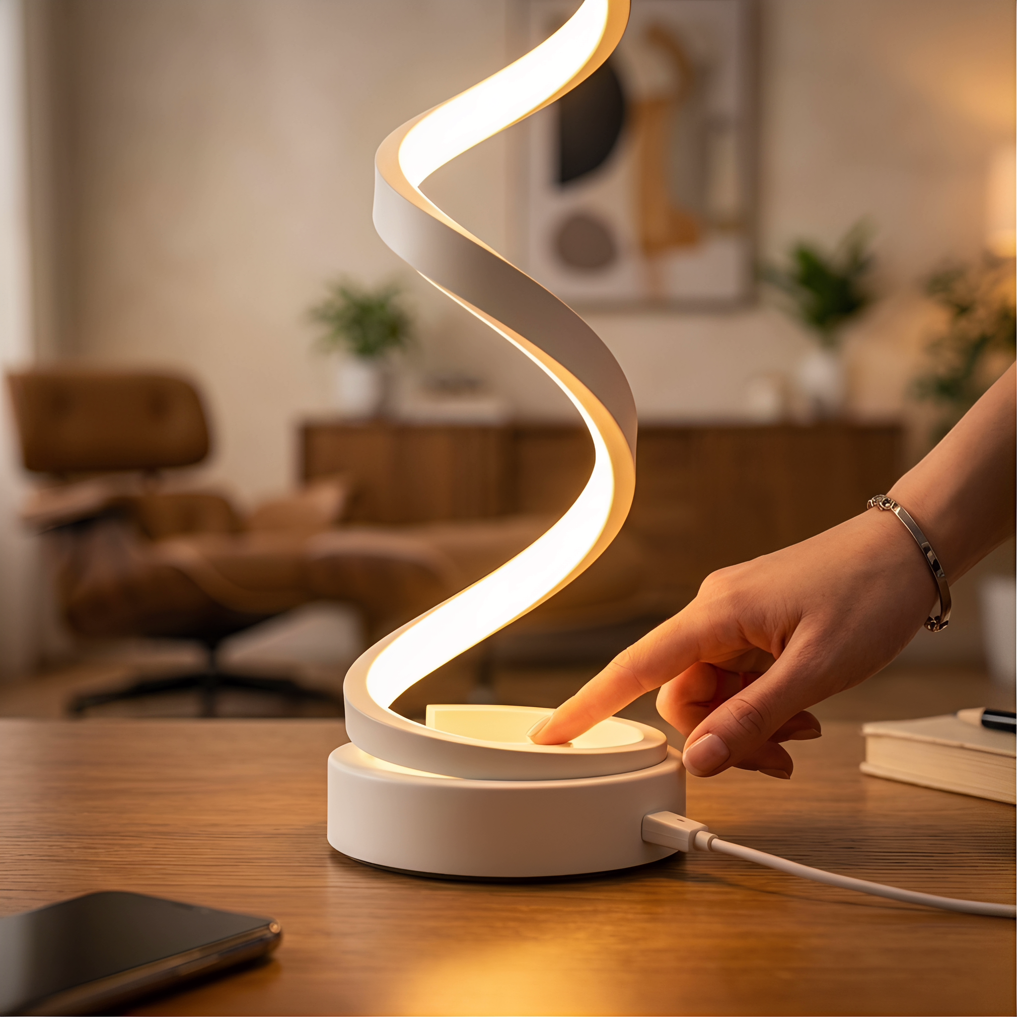 Snake-shaped night light table-mounted radio lamp