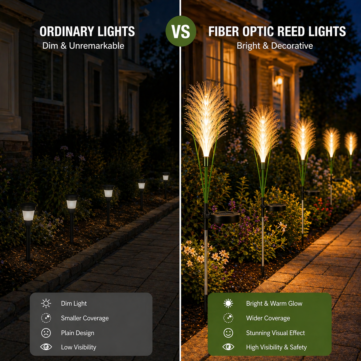 Solar-Powered Single-Head Fabric Reed Garden Light