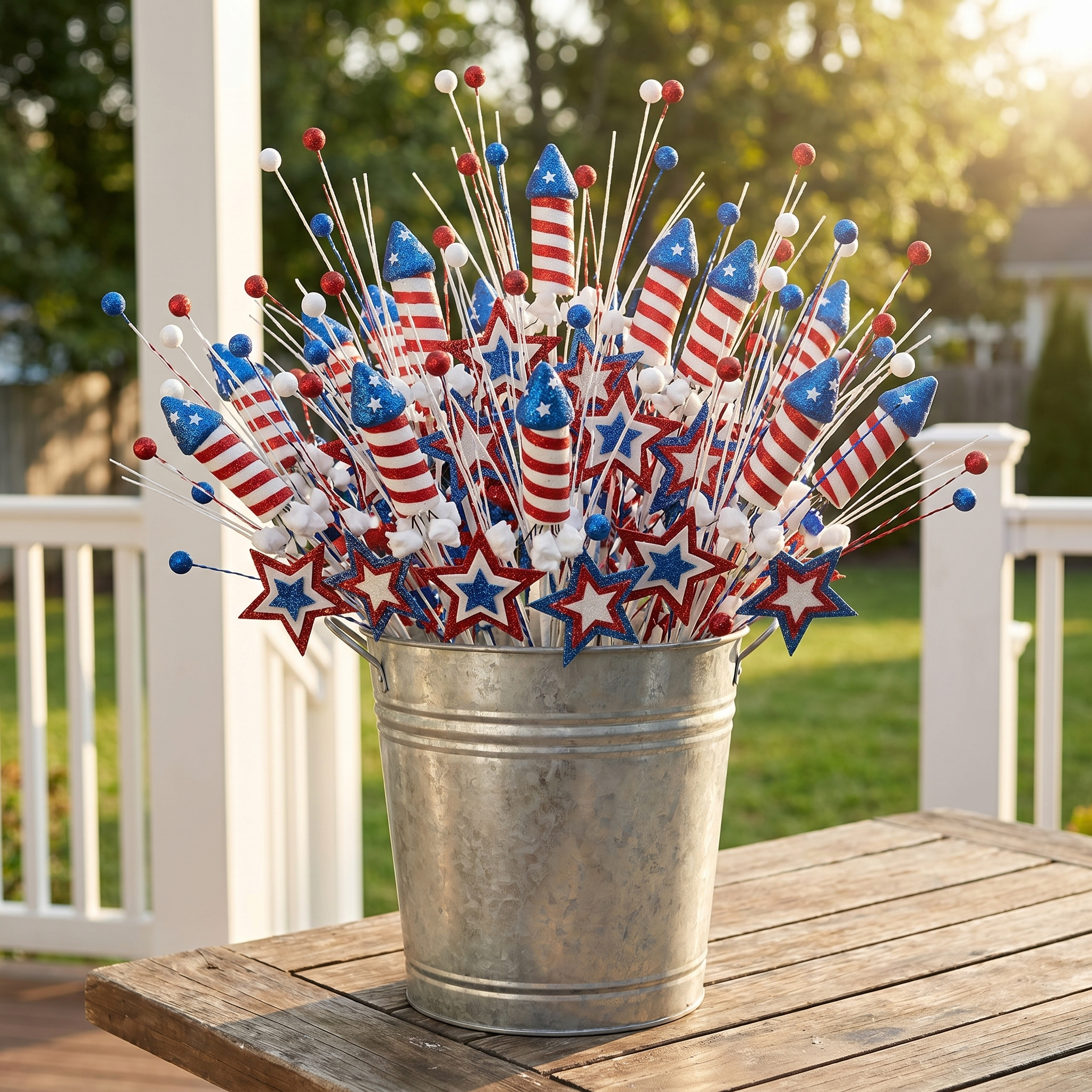 Patriotic Firework Vase Picks Decor Set