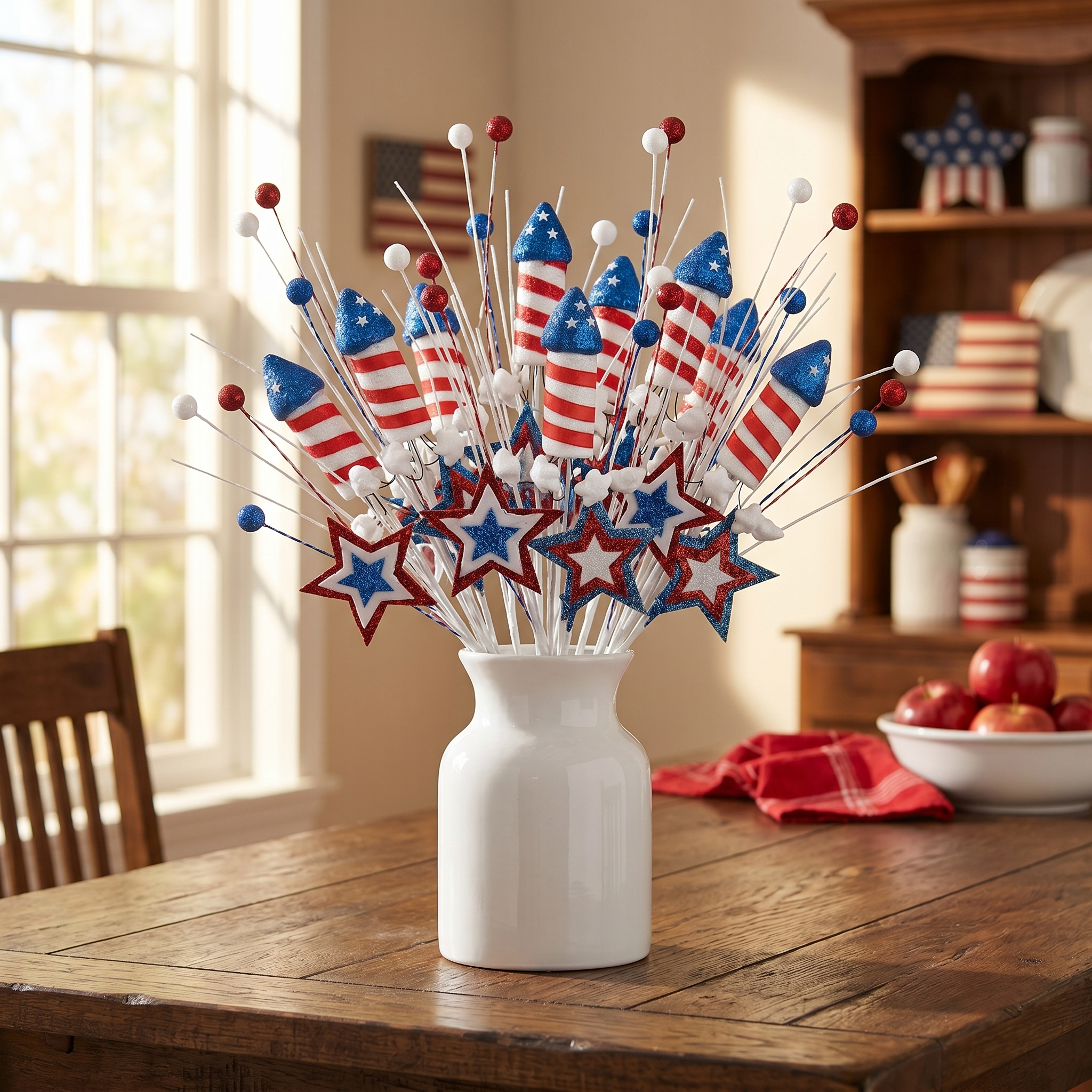 Patriotic Firework Vase Picks Decor Set