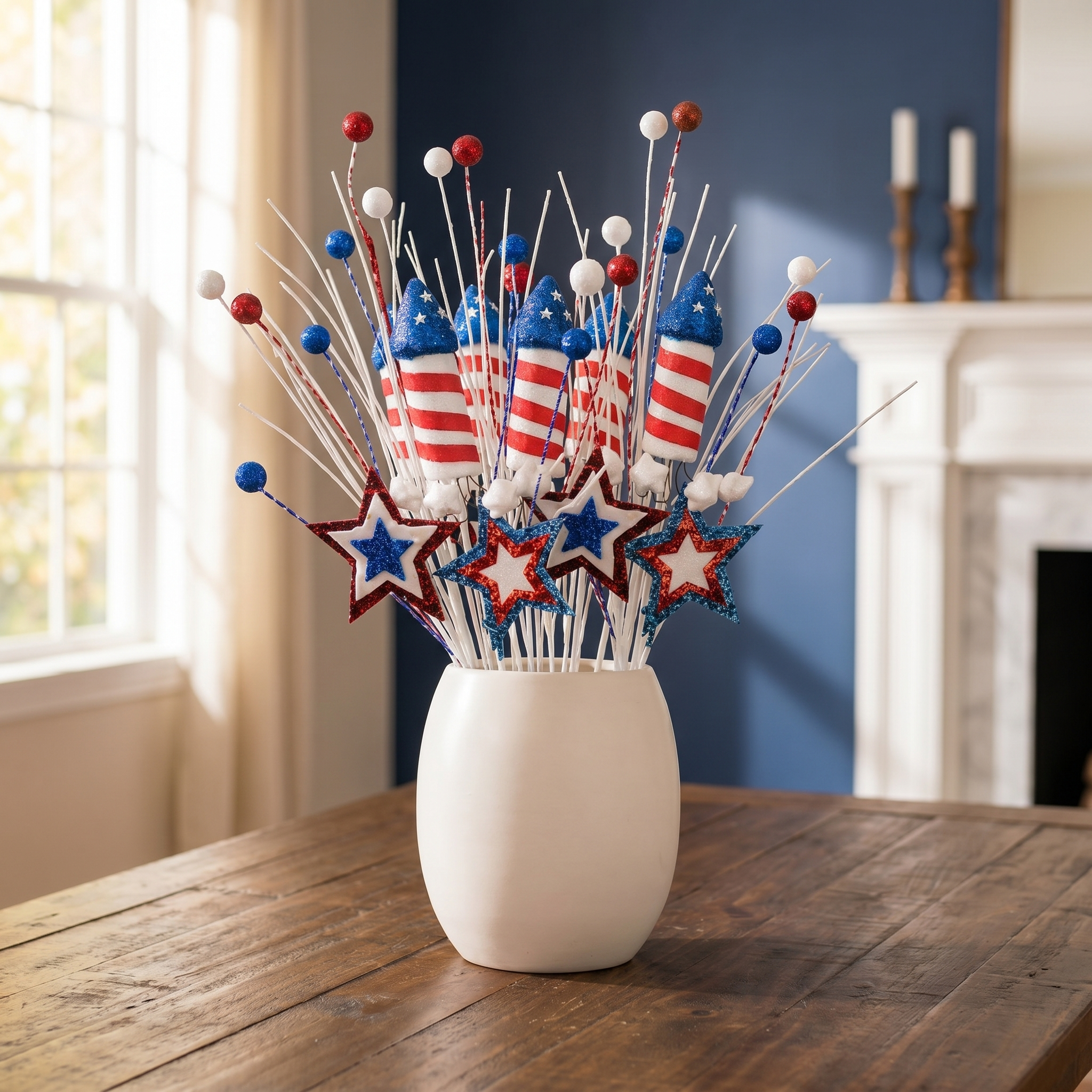 Patriotic Firework Vase Picks Decor Set
